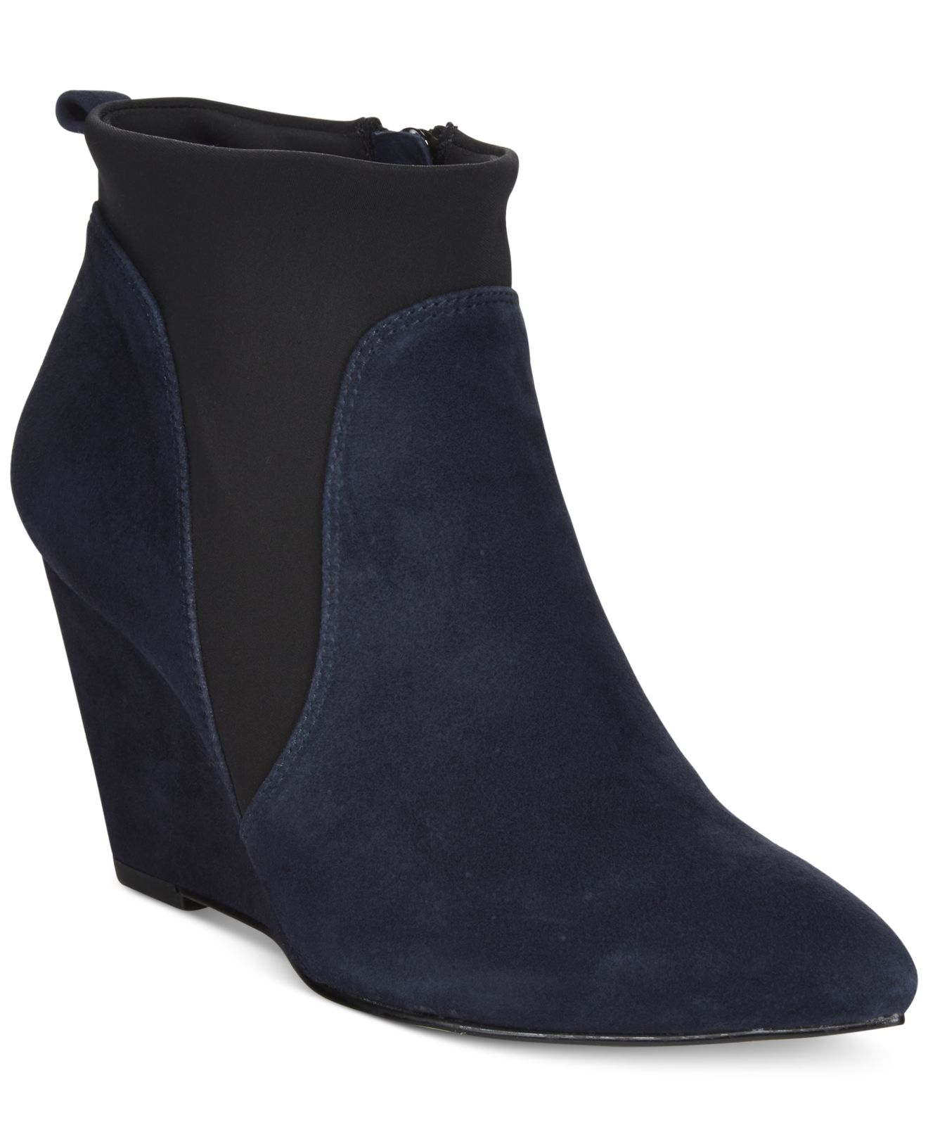 navy suede booties