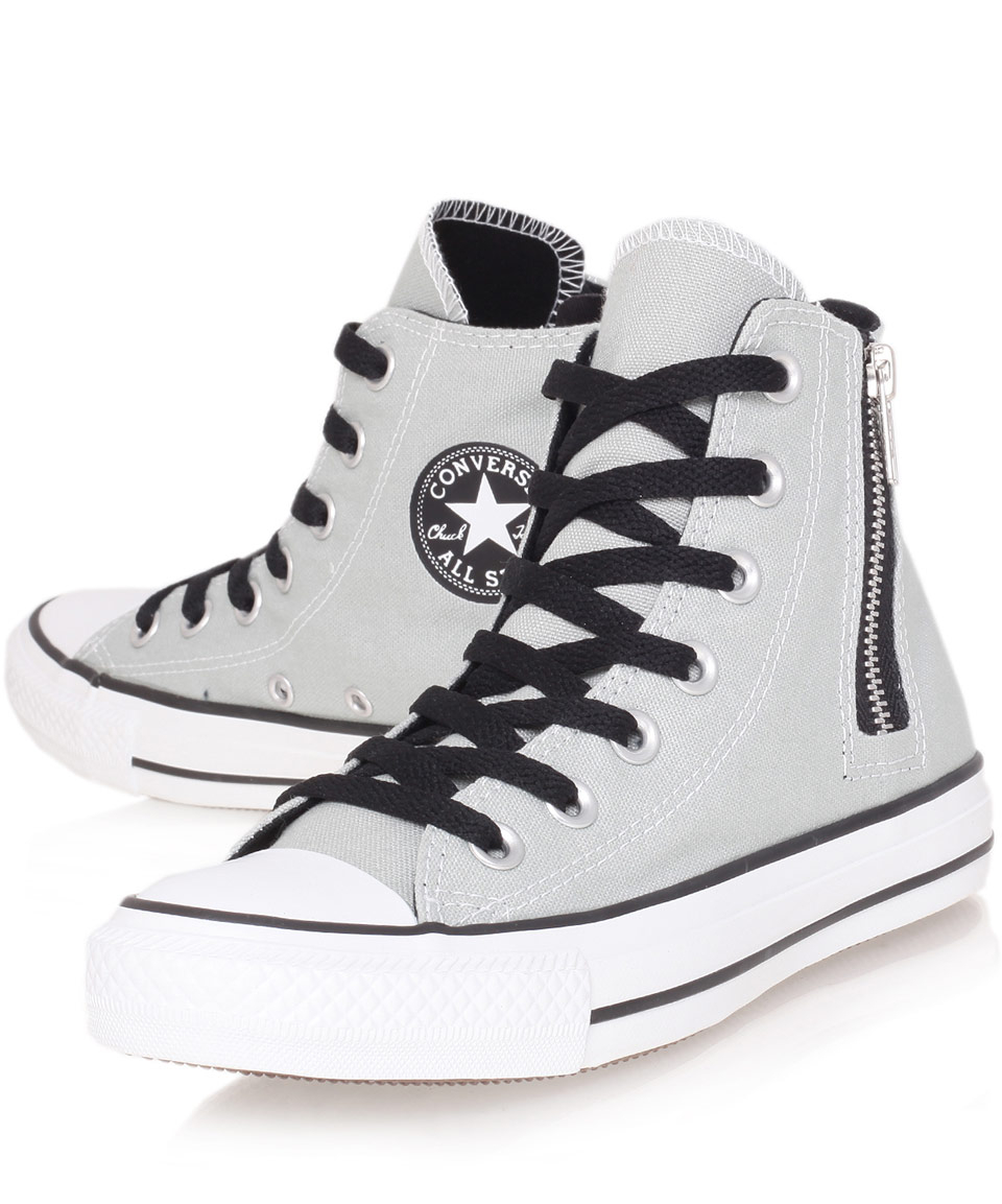 Lyst - Converse Grey Chuck Taylor Side Zip Hi Top Trainers in Gray