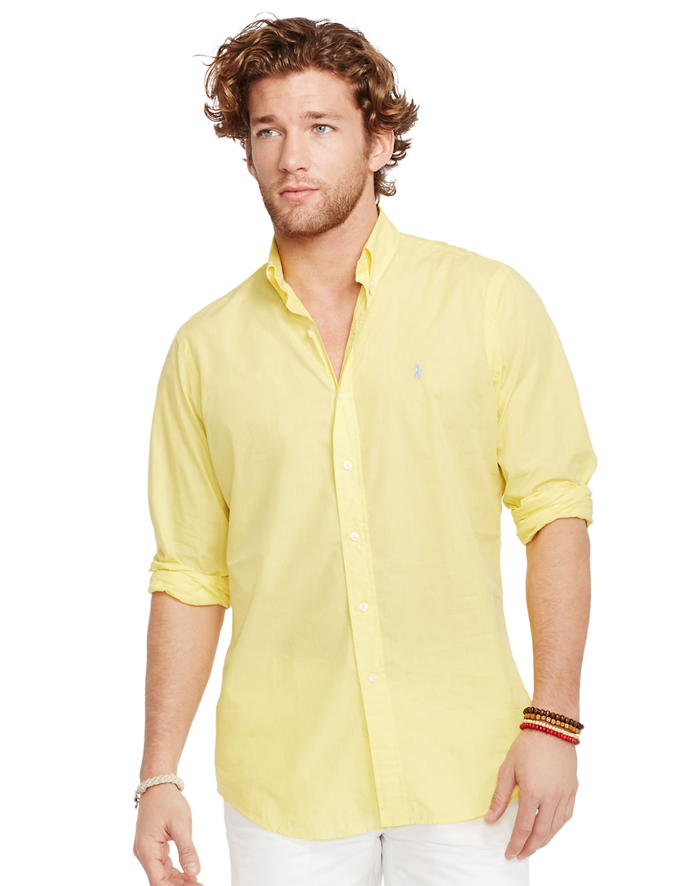 Polo ralph lauren Button Down Poplin Shirt in Yellow for Men (Golden