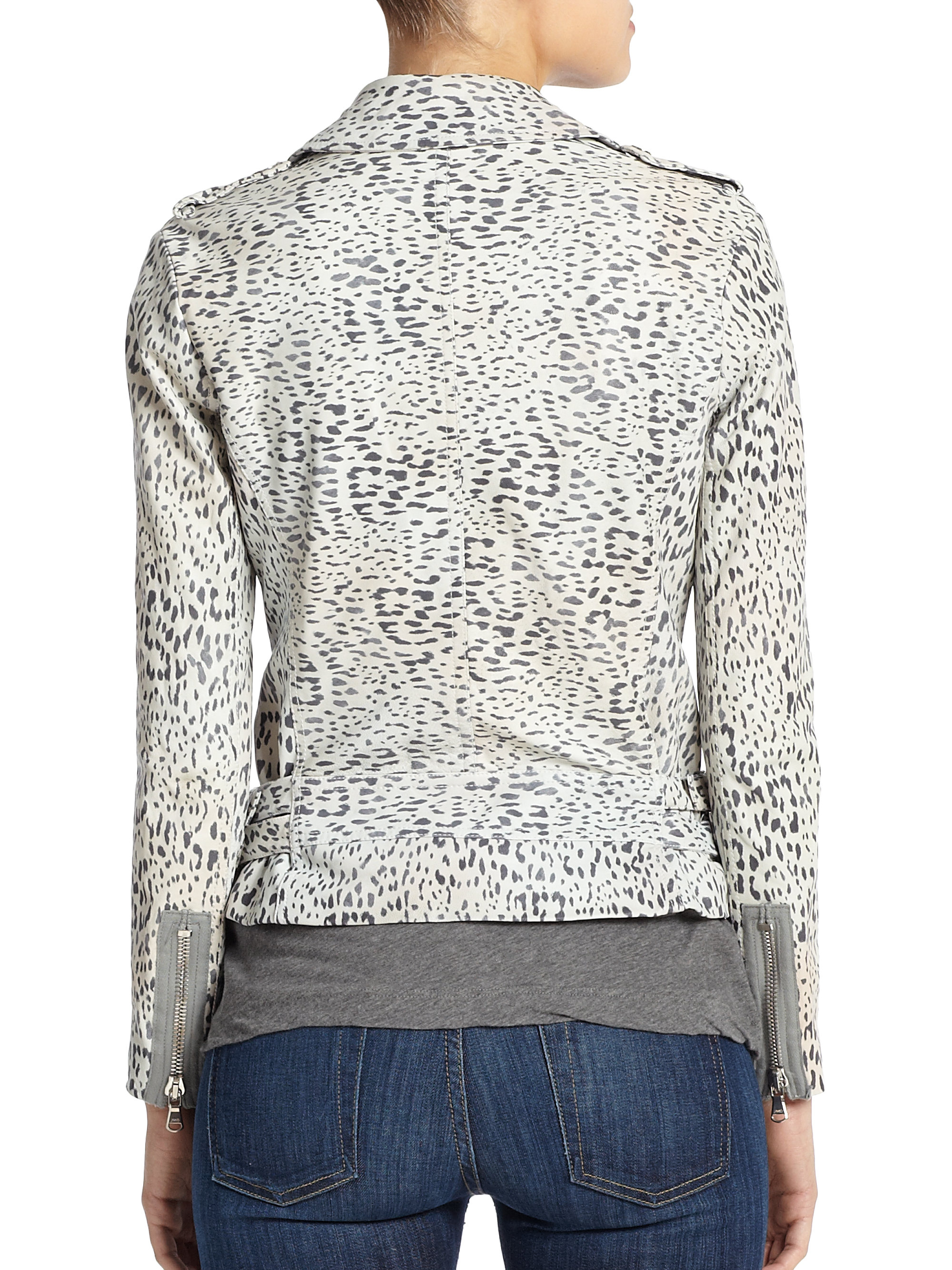 Lyst Rebecca Taylor Leopard Print Leather Motorcycle Jacket Gallery