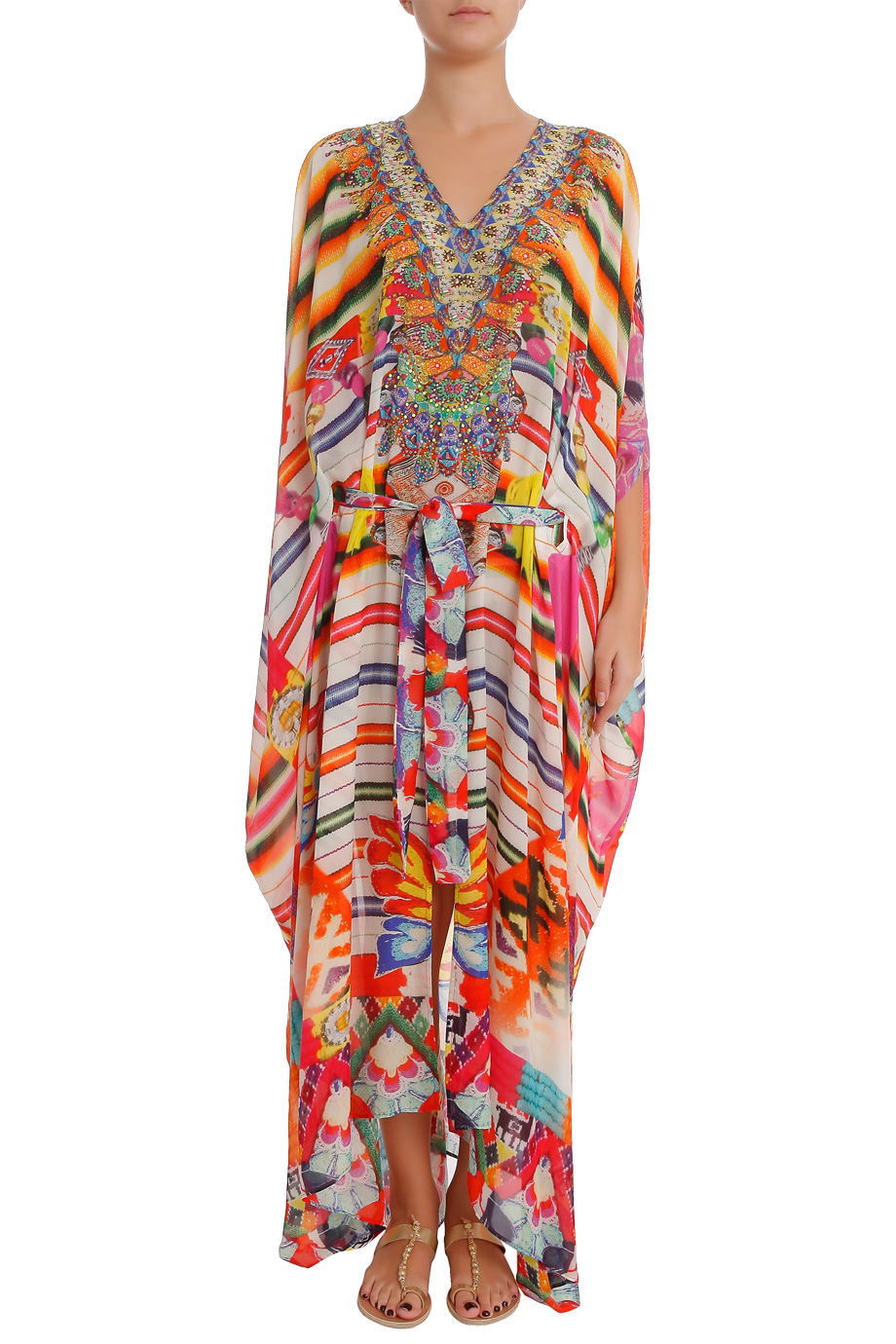 Lyst - Camilla Belted Kaftan With Drape Arms