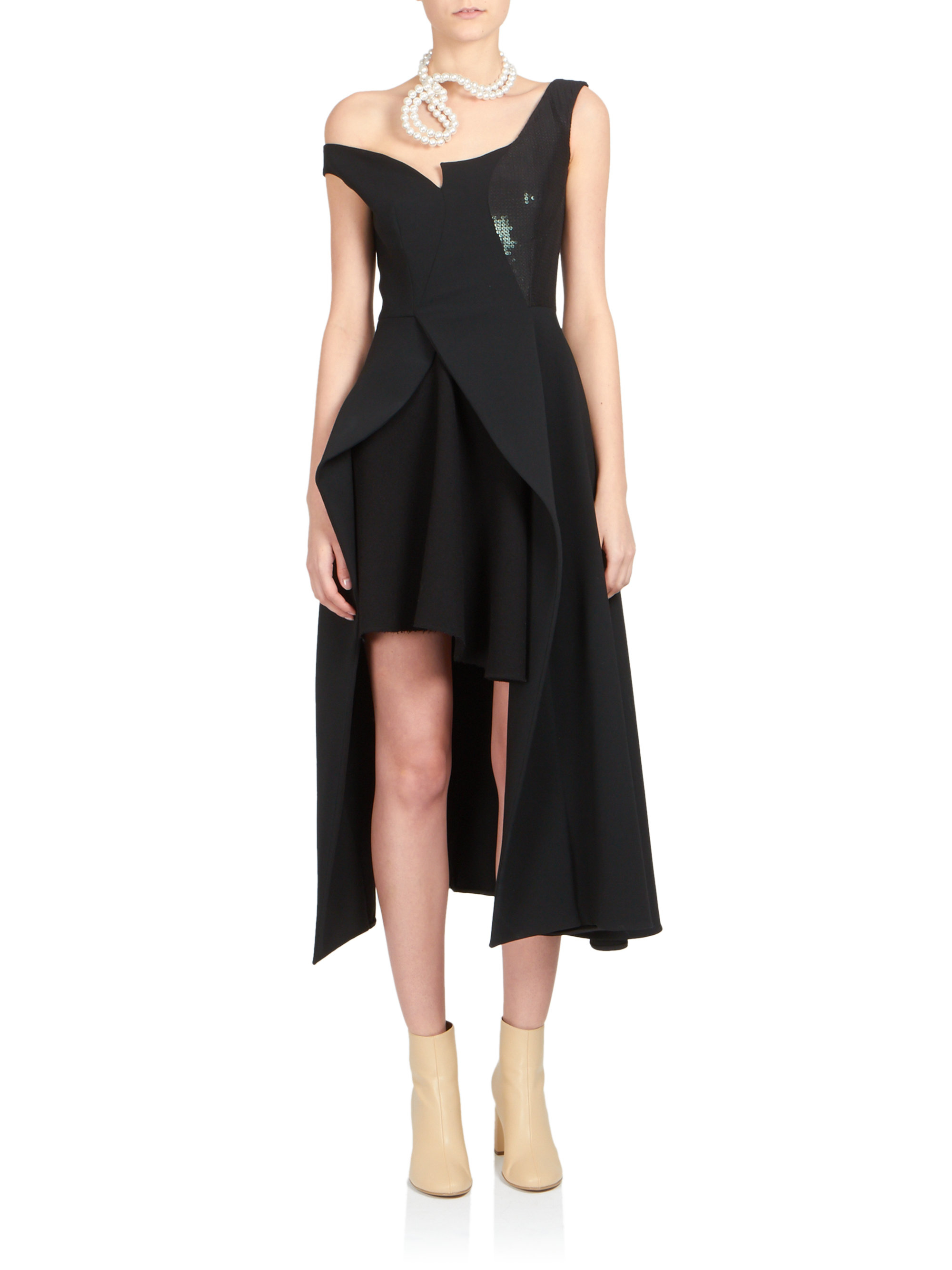 Lyst - Stella Mccartney Reily Off-shoulder Dress in Black