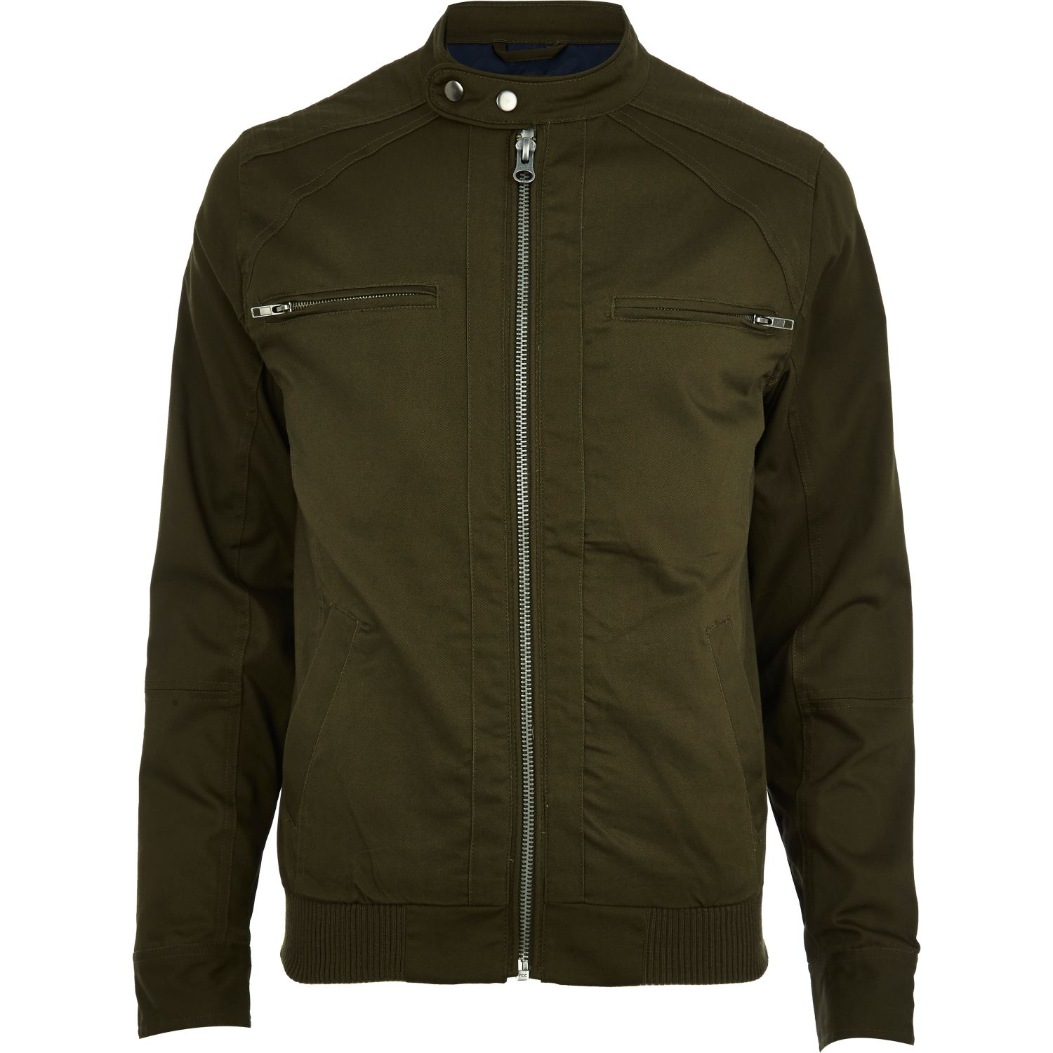 River Island Khaki Green Casual Bomber Jacket in Green for Men | Lyst