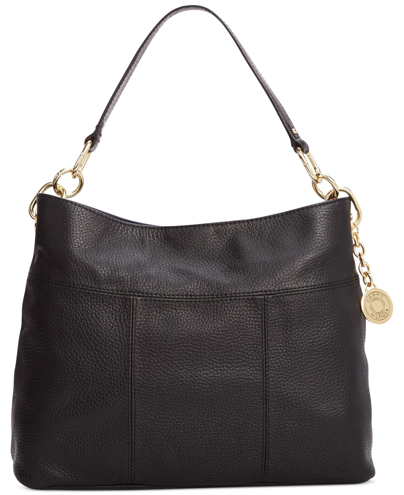 Tommy hilfiger Th Signature Leather Small Hobo in Black | Lyst