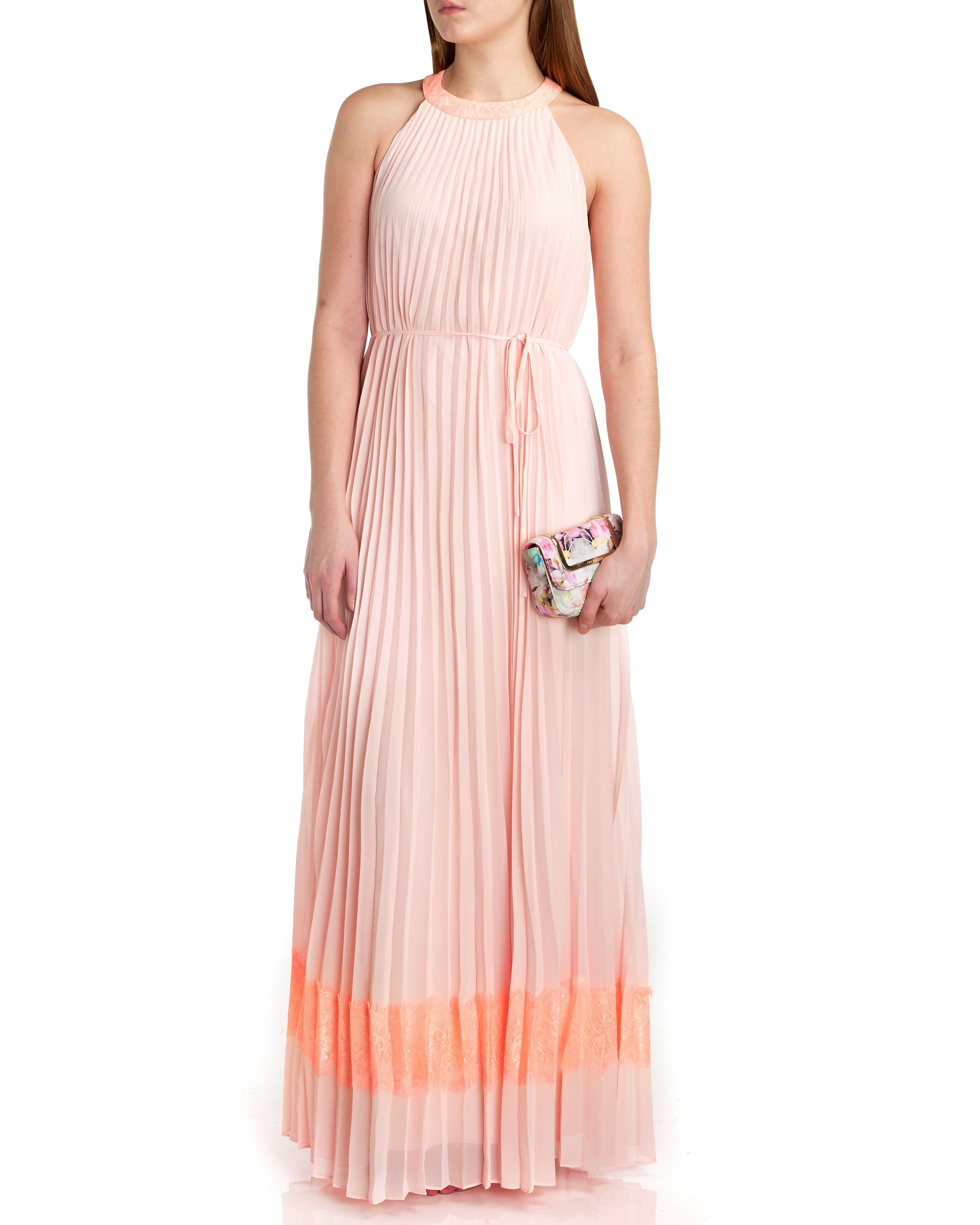Lyst - Ted baker Marryy Pleated Panel Maxi Dress in Pink