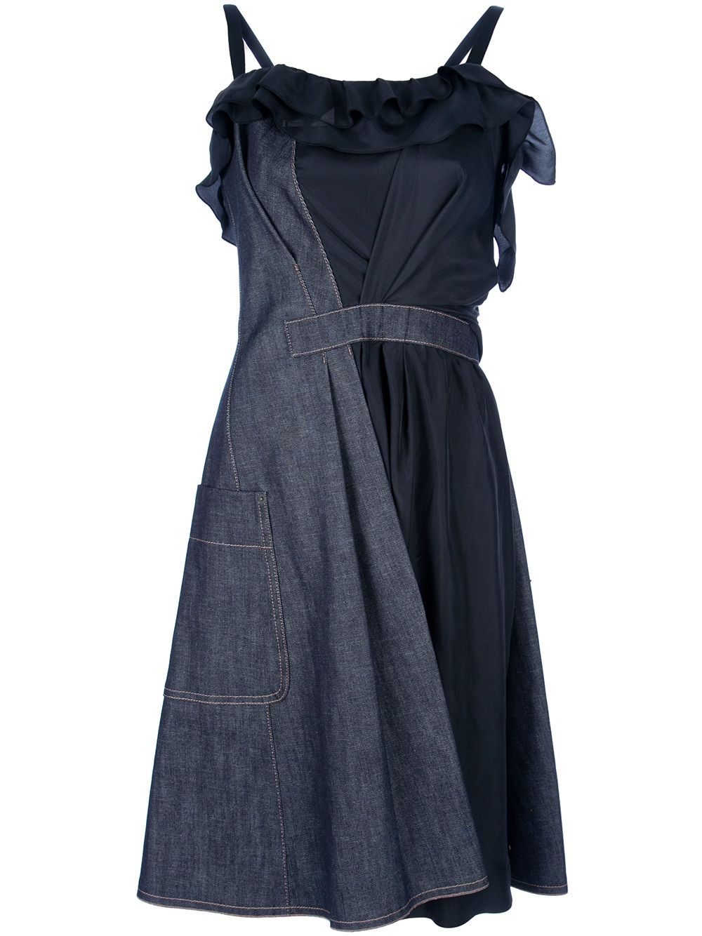 Lyst - Nina Ricci Two Tone Denim Dress in Blue