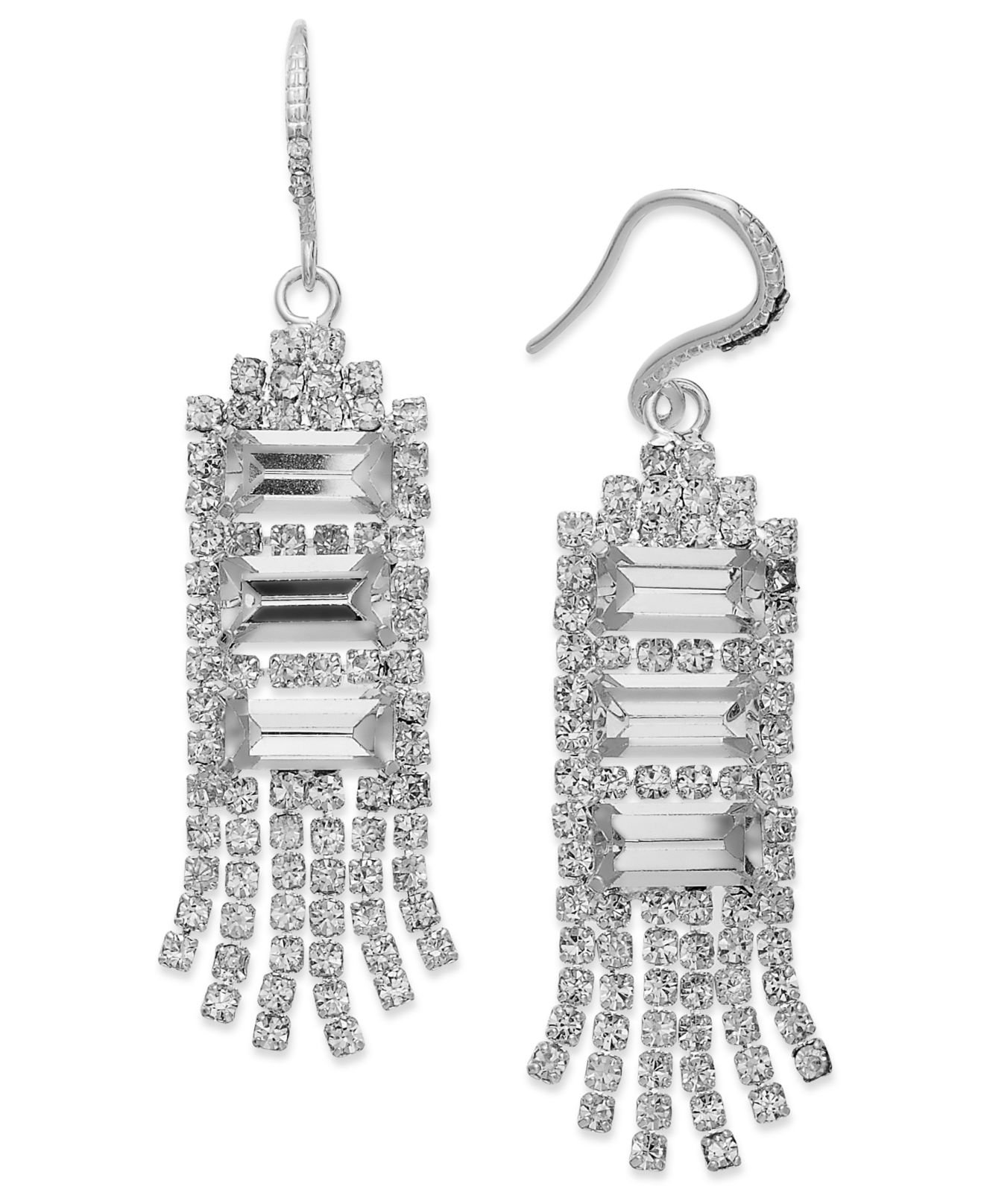 Charter club Silver-tone Crystal Multi-chain Drop Earrings in Metallic