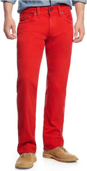 True Religion Ricky Relaxed Straight Fit Colored Jeans in Red for Men ...