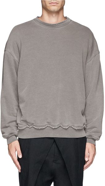 Haider Ackermann Raw Edge Sweatshirt in Gray for Men (Grey) | Lyst