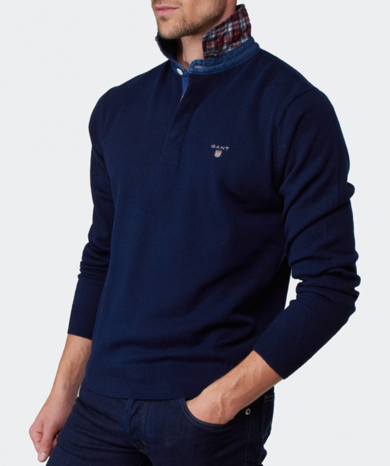Lyst - Gant Lambswool Polo Shirt in Blue for Men