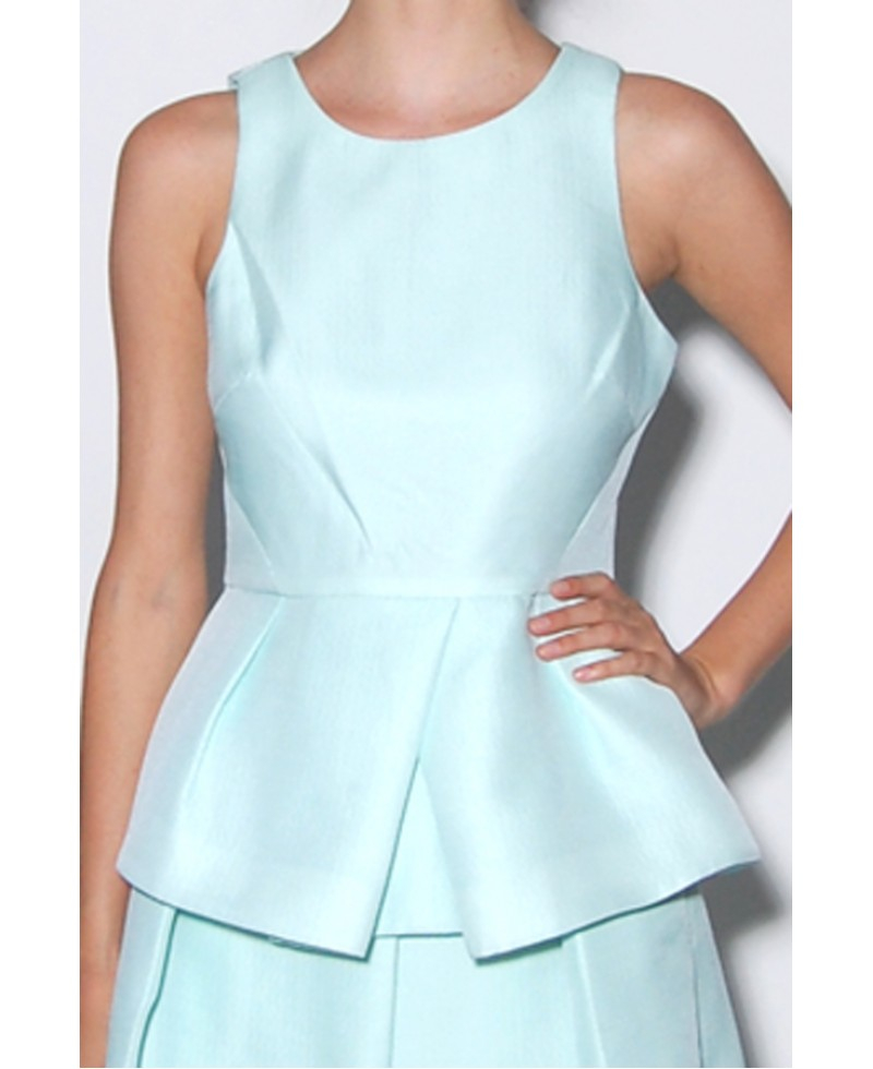 Tibi Simona Jacquard Sleeveless Peplum Top in Green Lyst