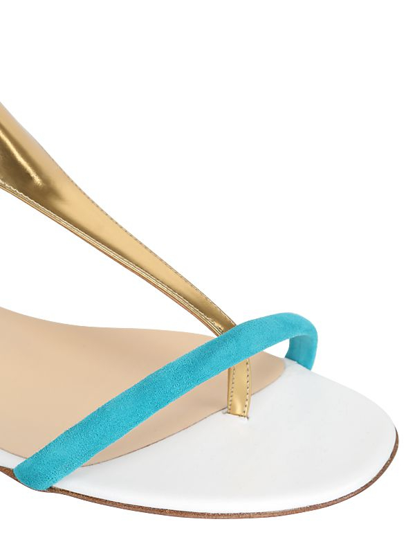 Christian louboutin Athena Suede \u0026amp; Mirror Leather Sandals in Blue ...  