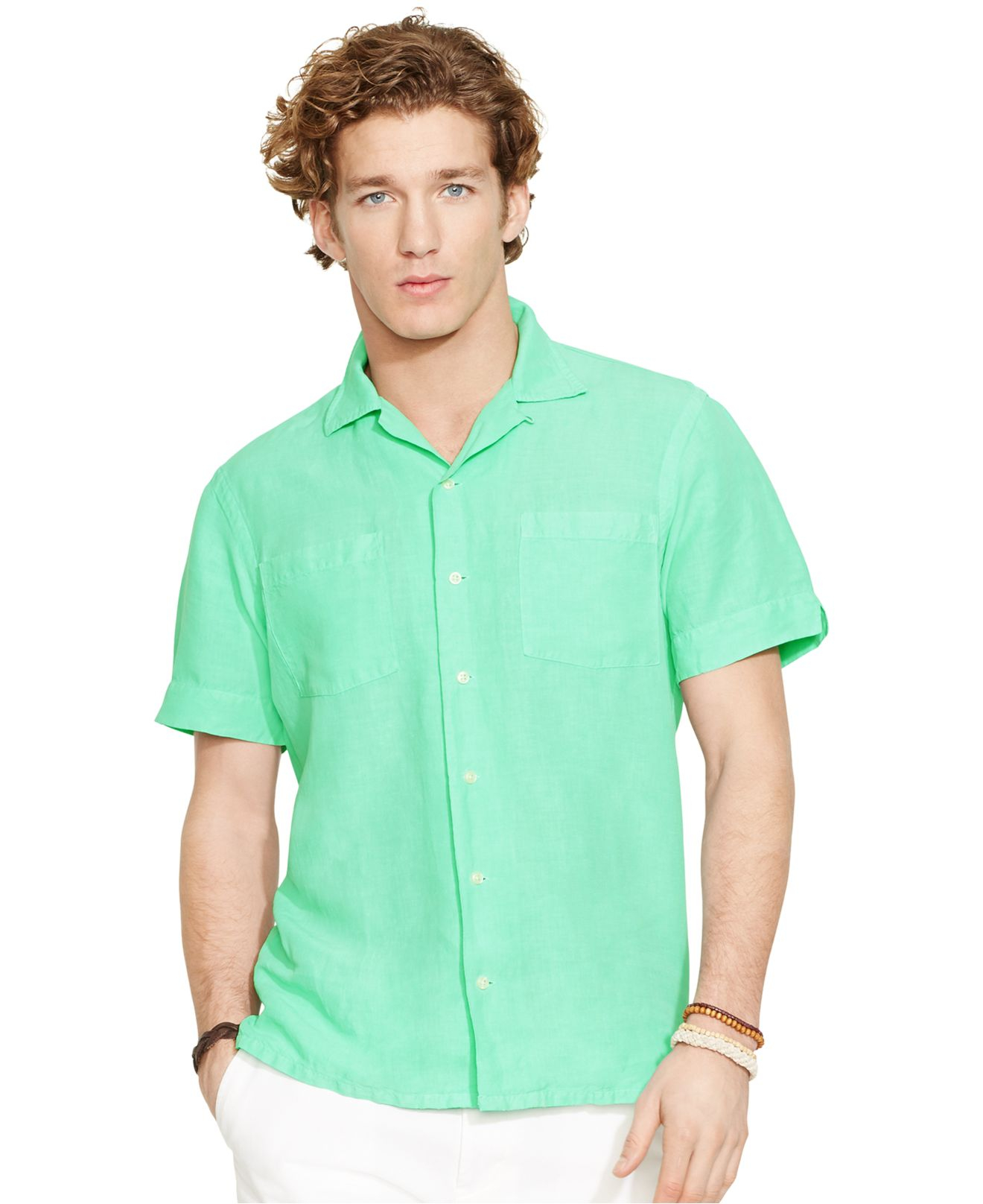 Polo ralph lauren Linen-silk Camp Shirt in Green for Men | Lyst