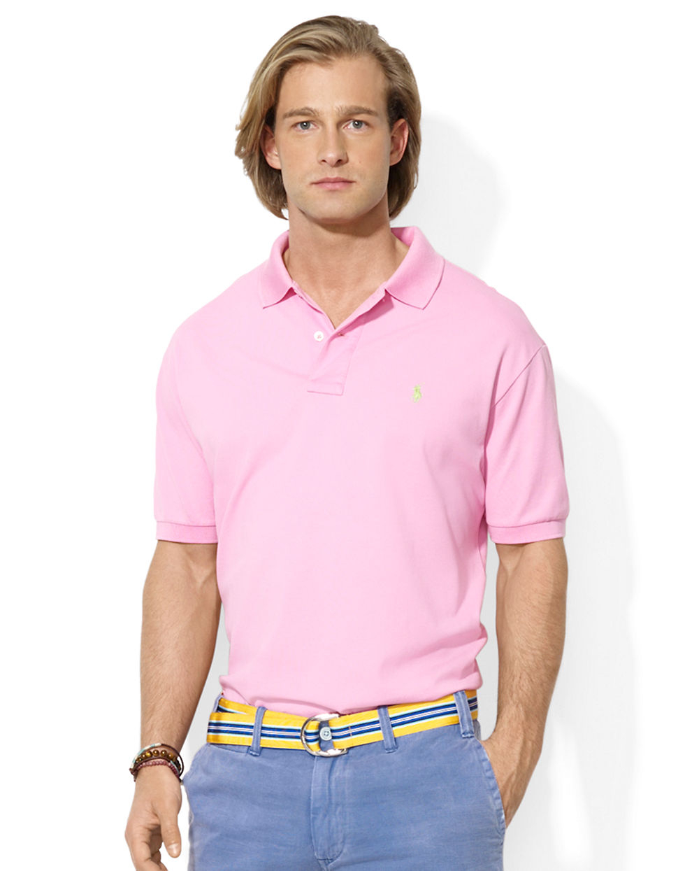 Polo ralph lauren Custom-Fit Stretch-Mesh Polo Shirt in Pink for Men | Lyst