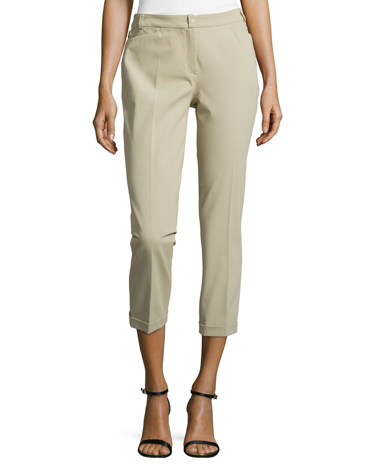 Lyst - Escada Cuffed Ankle Pants in Natural