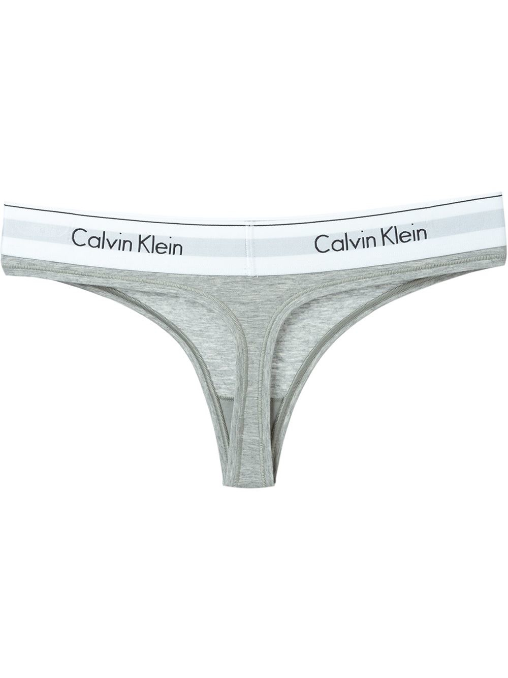 Calvin klein Logo Waistband Thong in Gray Lyst