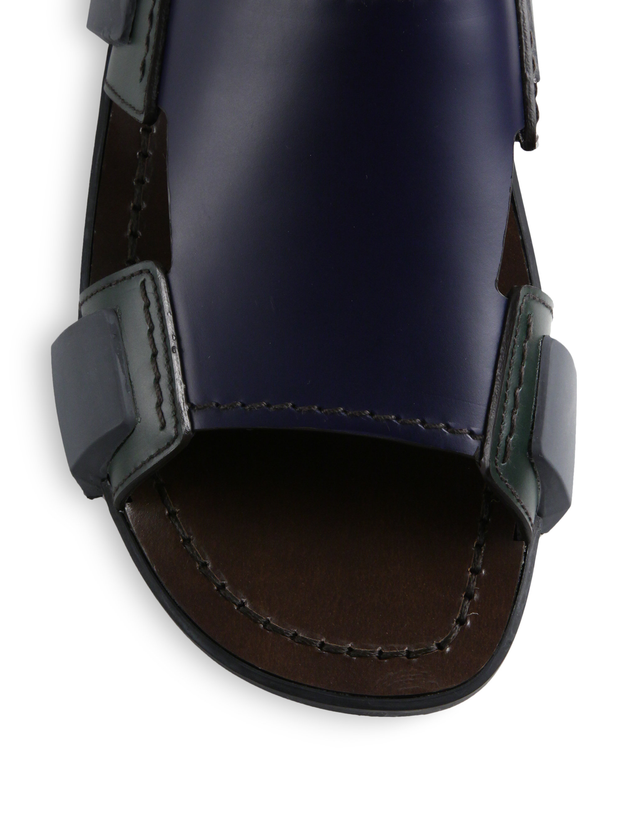 Prada Leather Runway Sandals in Blue for Men Lyst