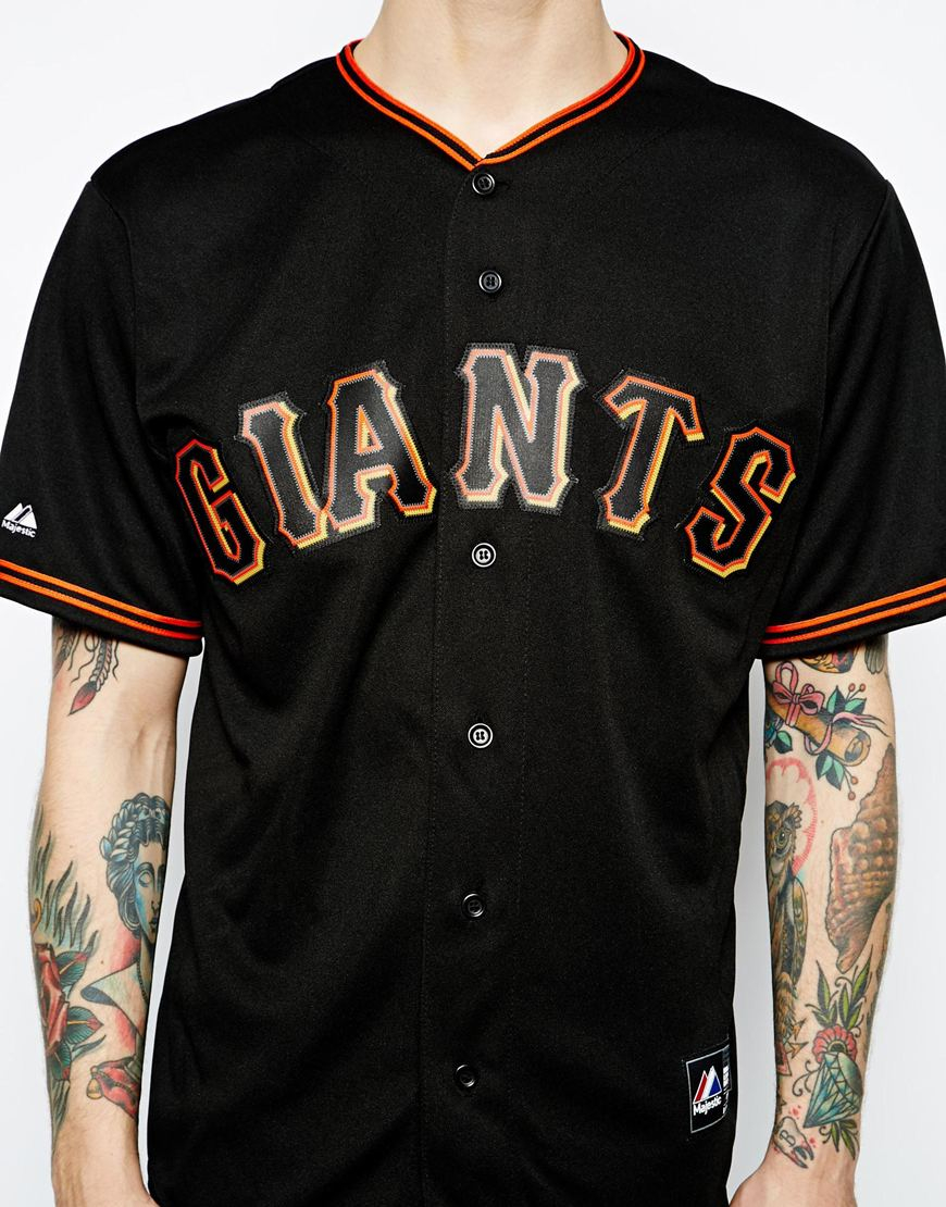 Lyst - Majestic San Francisco Giants Alternate Baseball Jersey in Black