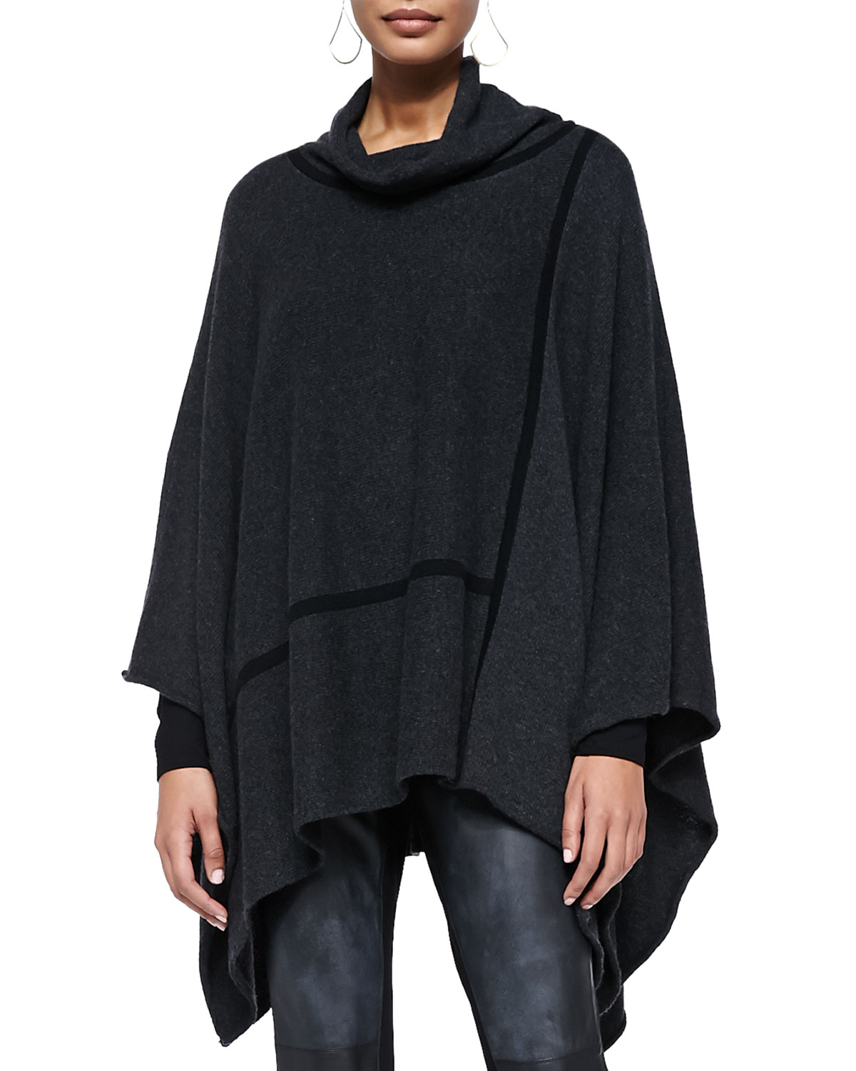 Eileen fisher Turtleneck Cashmere Poncho in Gray | Lyst