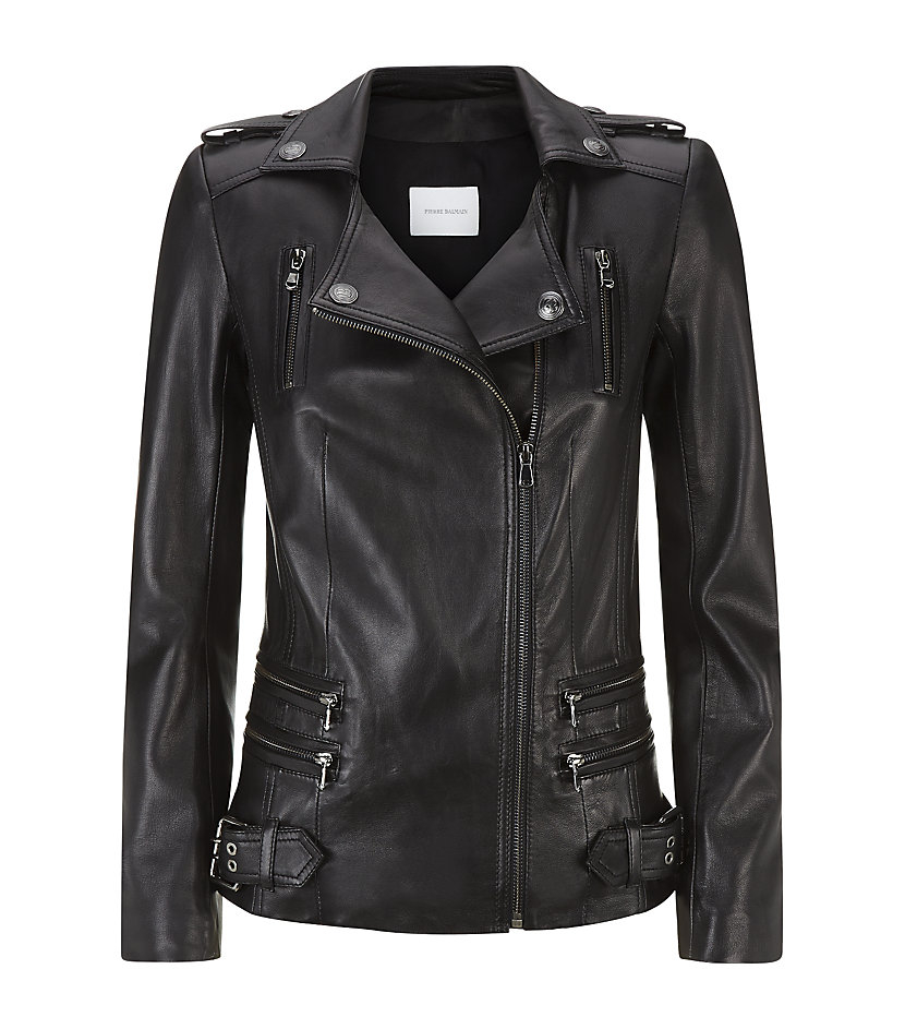 Pierre balmain Leather Biker Jacket in Black | Lyst