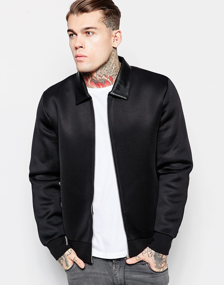 Download Lyst - Asos Scuba Harrington Jacket With Faux Leather ...