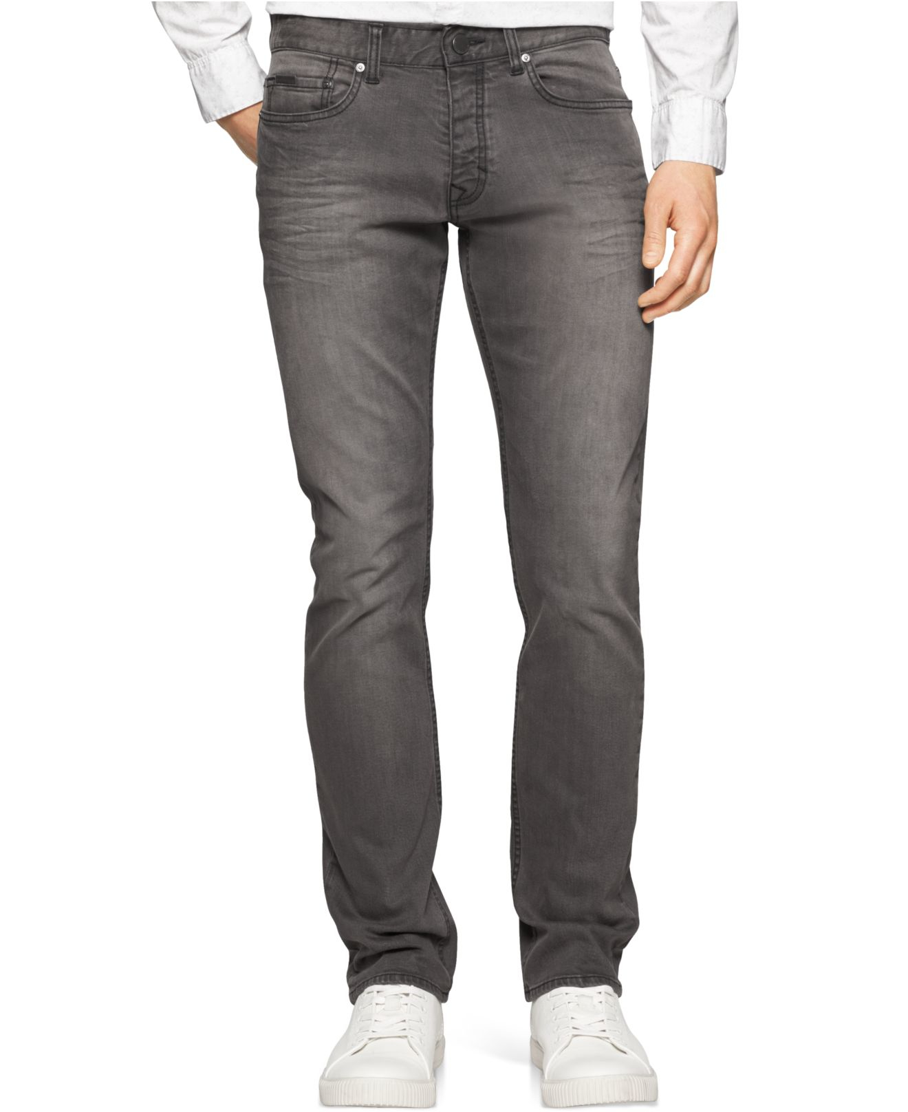 Lyst - Calvin Klein Jeans Charcoal Slim Jeans in Gray for Men