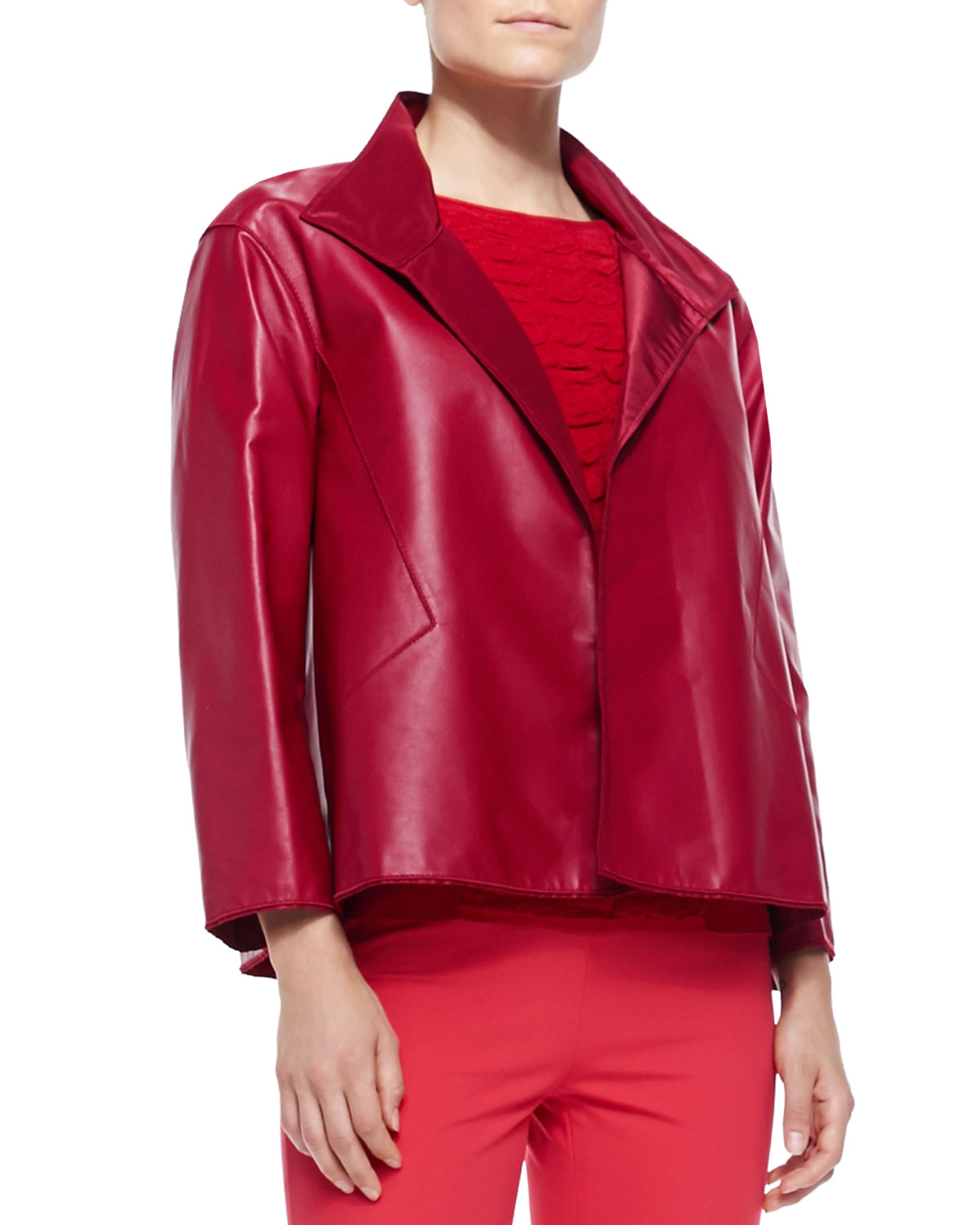 Lafayette 148 New York Mckenna Lambskin Leather Topper Jacket in Red ...