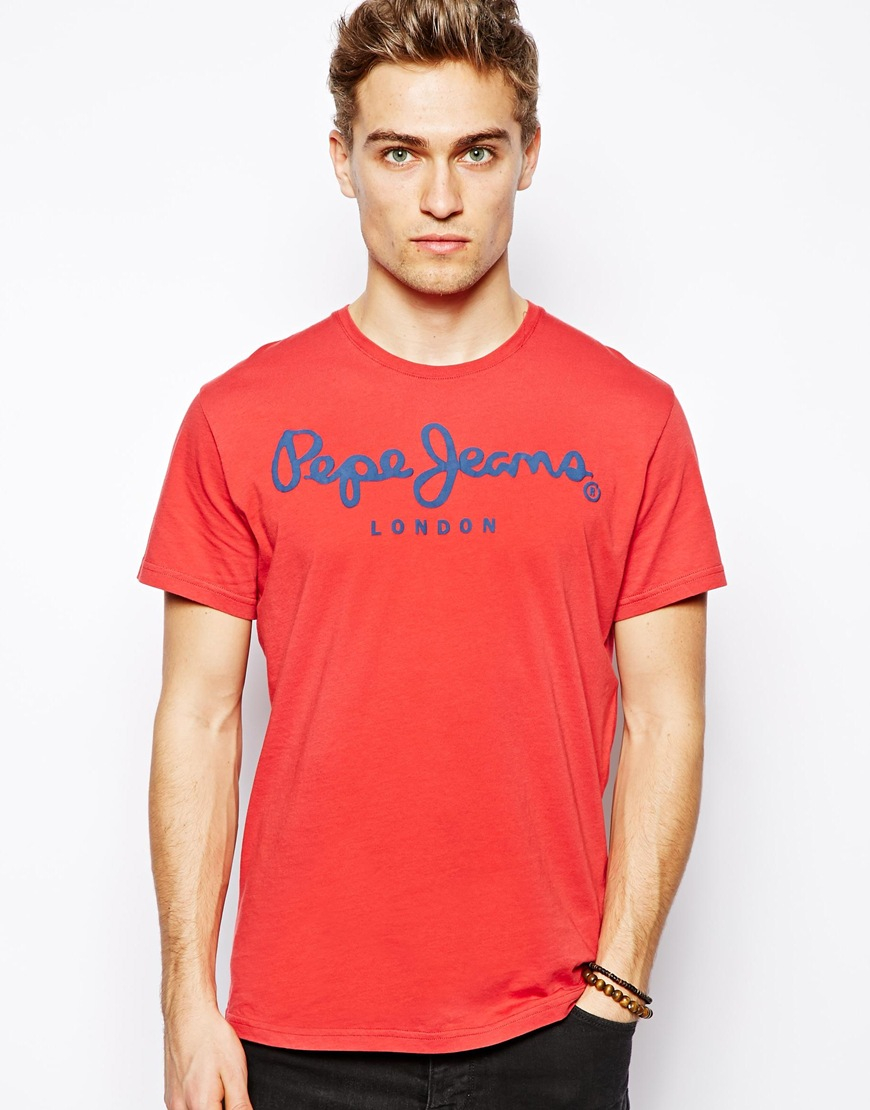 Lyst - Pepe Jeans Tshirt Original Logo in Red for Men