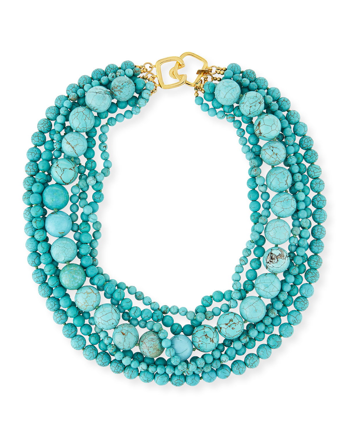Kenneth jay lane Stabilized-turquoise Bead Multistrand Necklace in Blue ...