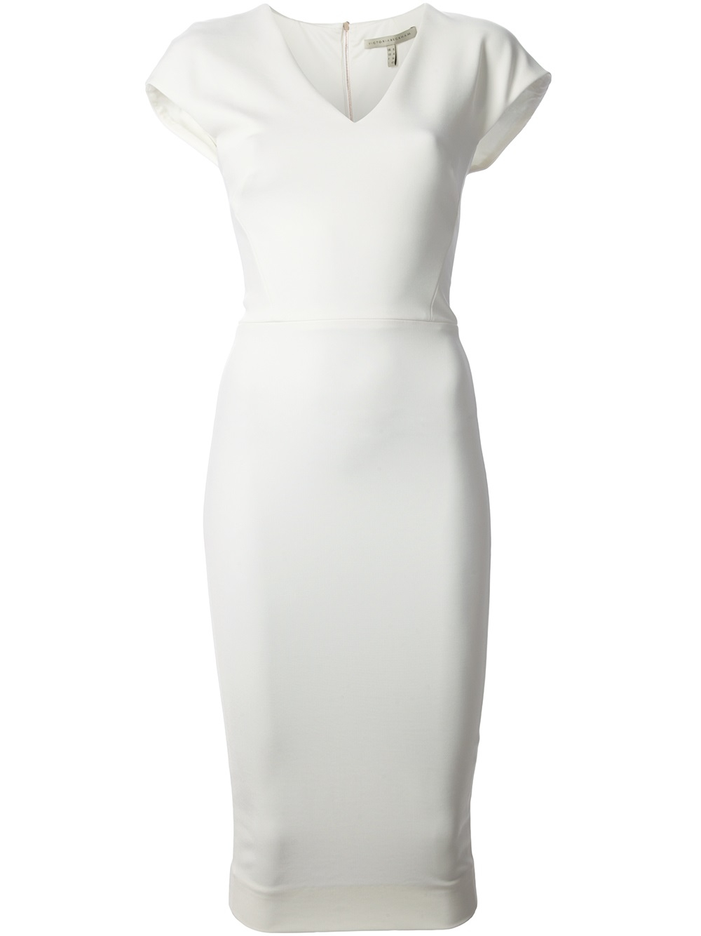 Victoria Beckham Fitted Pencil Dress in White | Lyst
