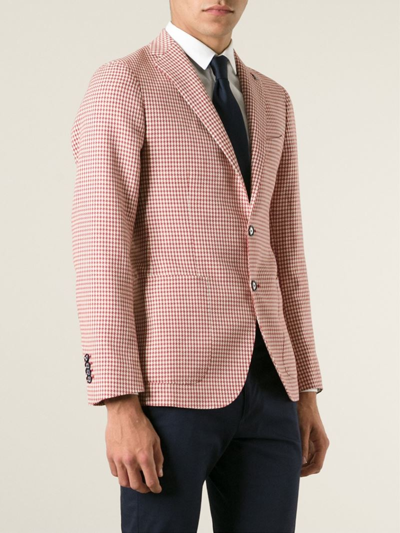 Lyst - Tagliatore Houndstooth Blazer in Red for Men