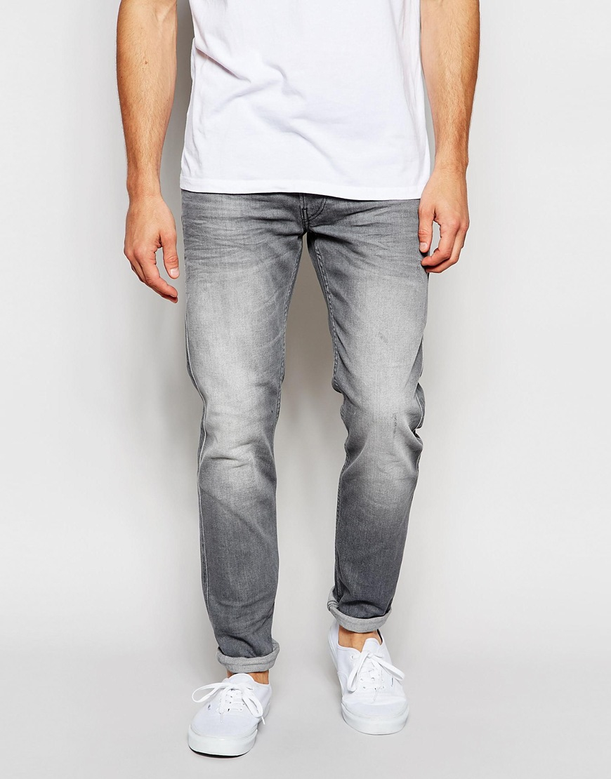 Lyst Replay Jeans Anbass Slim Stretch Fit Grey Faded In Gray For Men