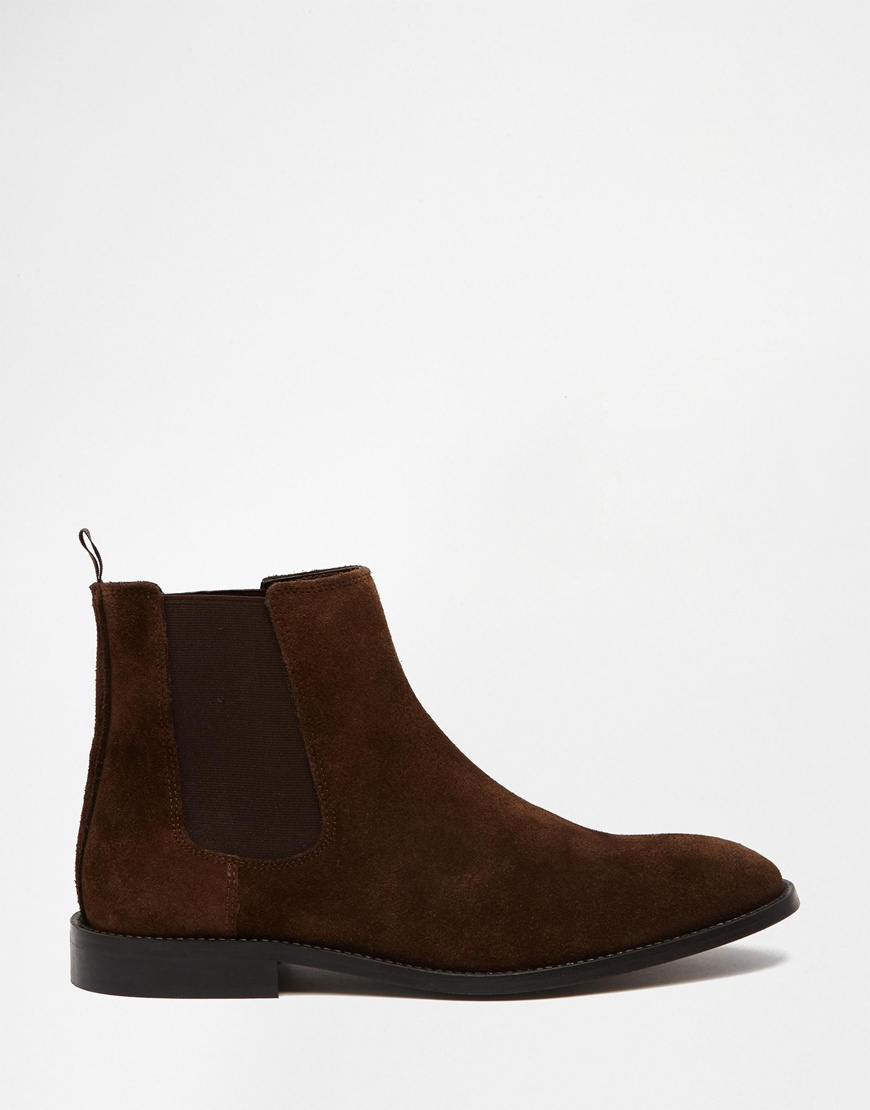 Lyst Asos Chelsea Boots In Suede In Brown For Men 7552