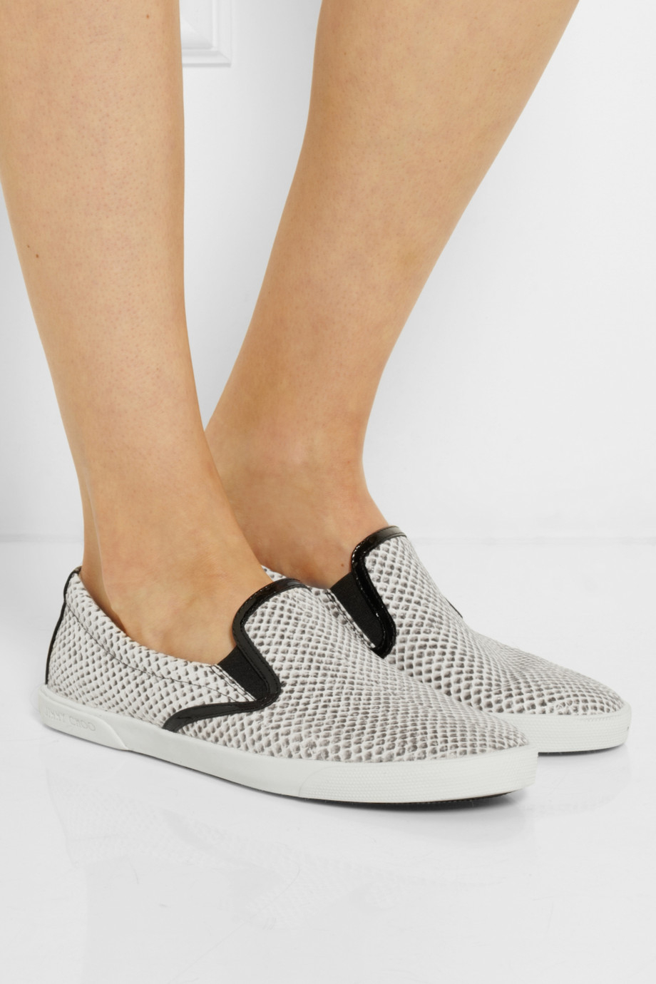 snake effect leather platform trainers