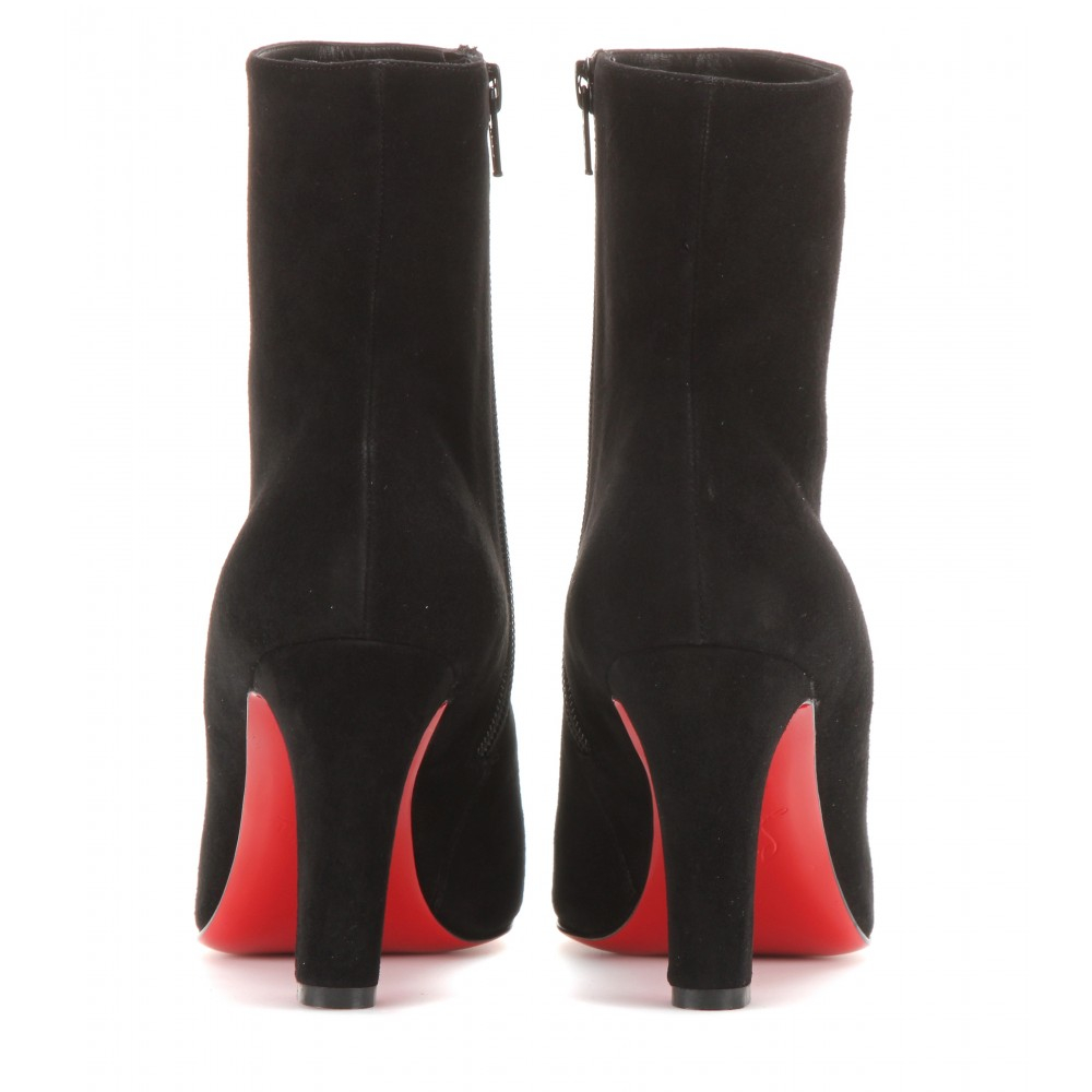 Christian louboutin Miss Tack 85 Suede Boots in Black | Lyst