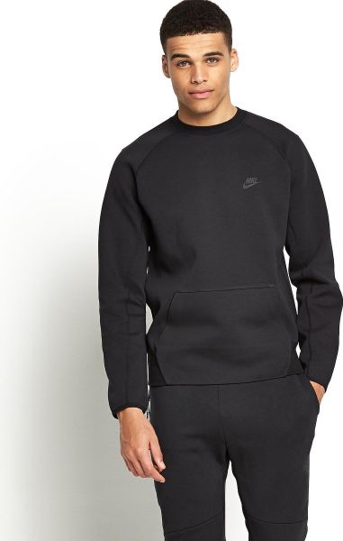 Nike Mens Tech Fleece Crew Neck Sweatshirt in Black for Men | Lyst
