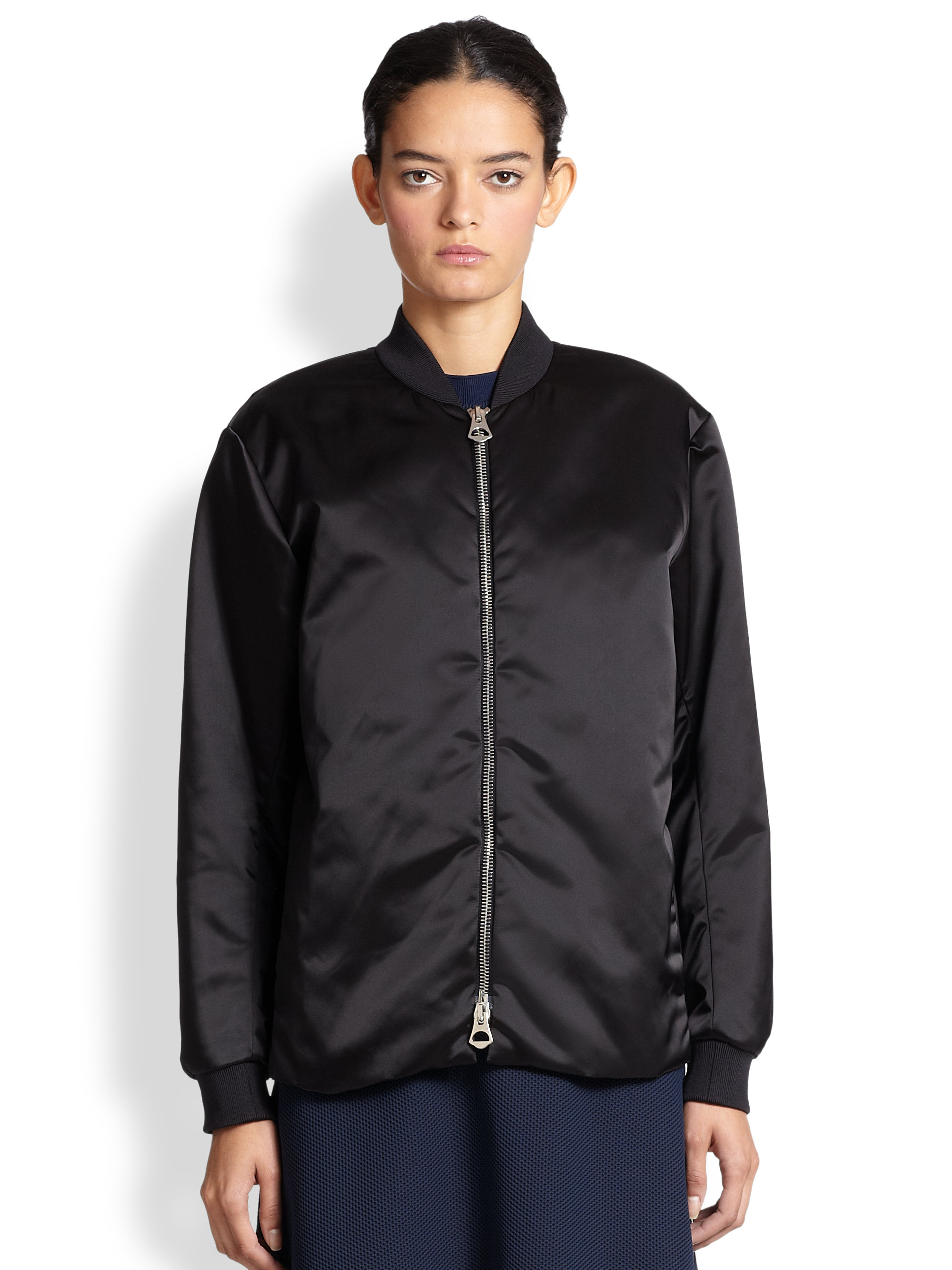 Lyst - Acne Studios Fuel Shine Bomber Jacket in Black