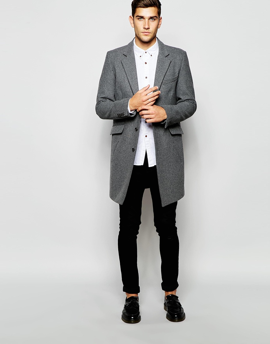 Lyst - Asos Wool Overcoat In Light Grey in Gray for Men