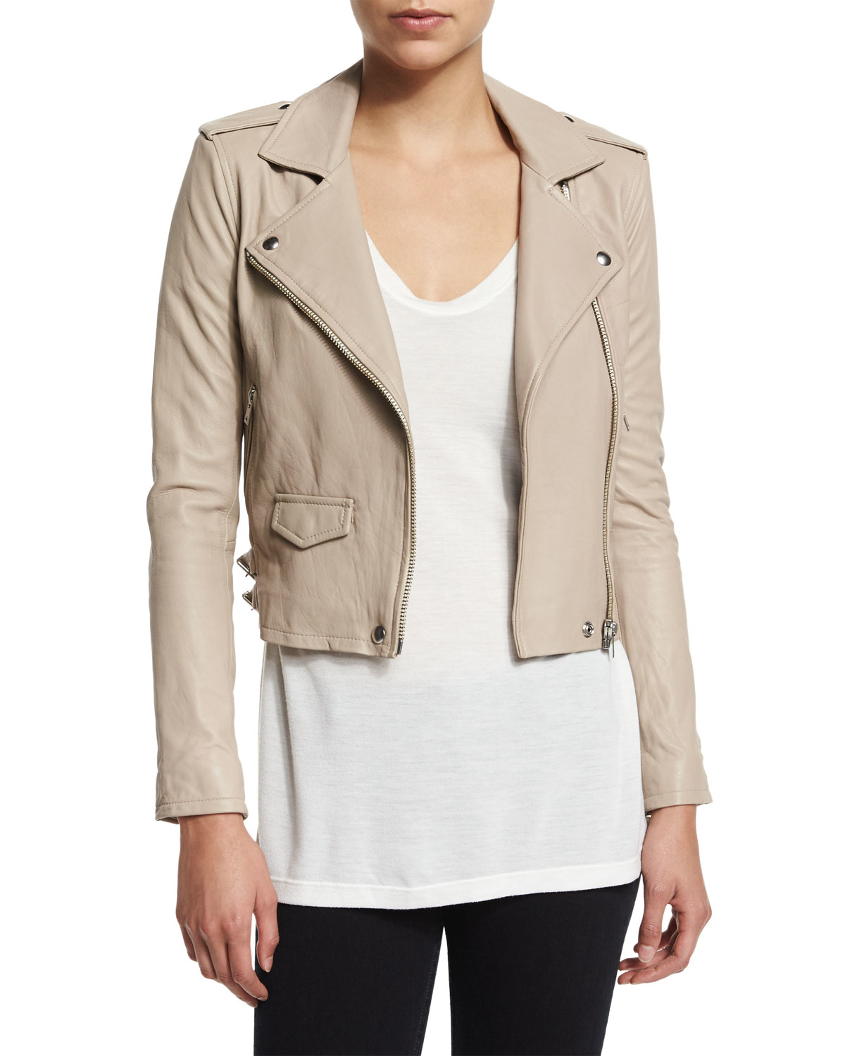 Iro Ashville Cropped Leather Jacket In Natural Lyst Gallery