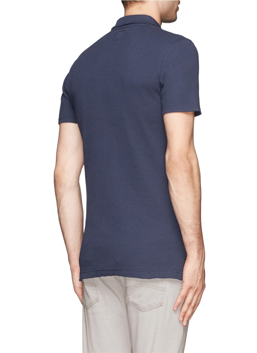 Lyst - Hardy amies Waffle-knit Polo Shirt in Blue for Men