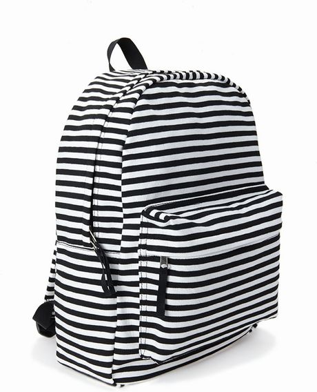 Forever 21 Striped Canvas Backpack in Black (Black/white) | Lyst