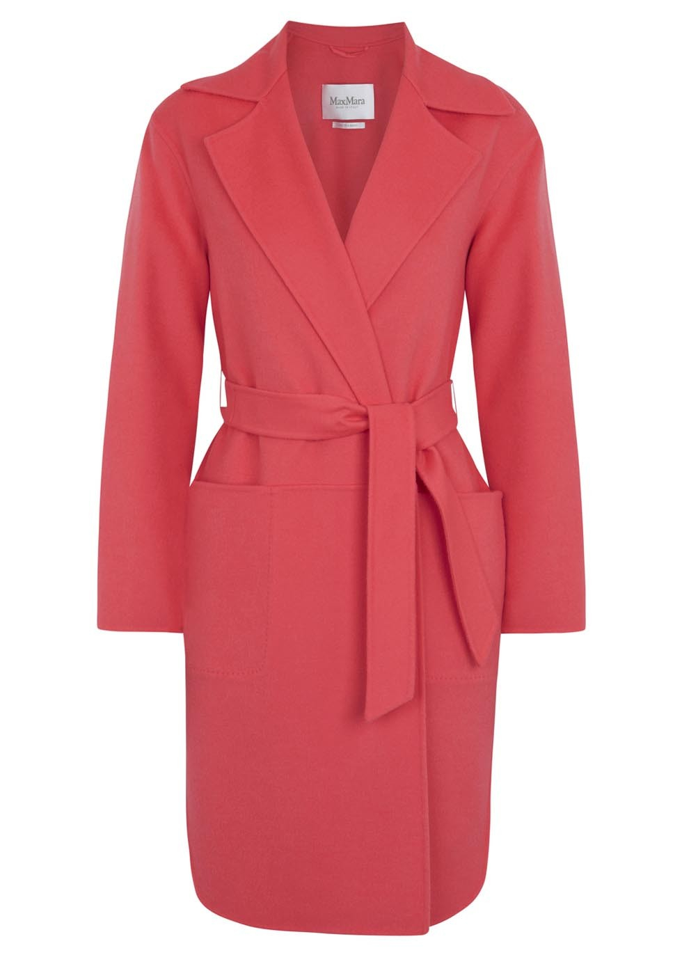 Max Mara Coral Wool and Angora Blend Belted Coat in Red (Coral) | Lyst