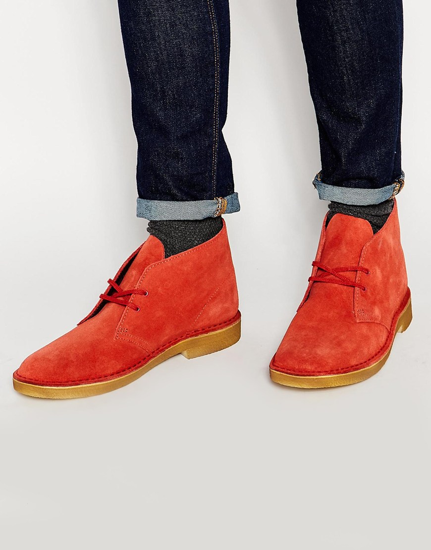Clarks Suede Desert Boots in Red for Men Lyst