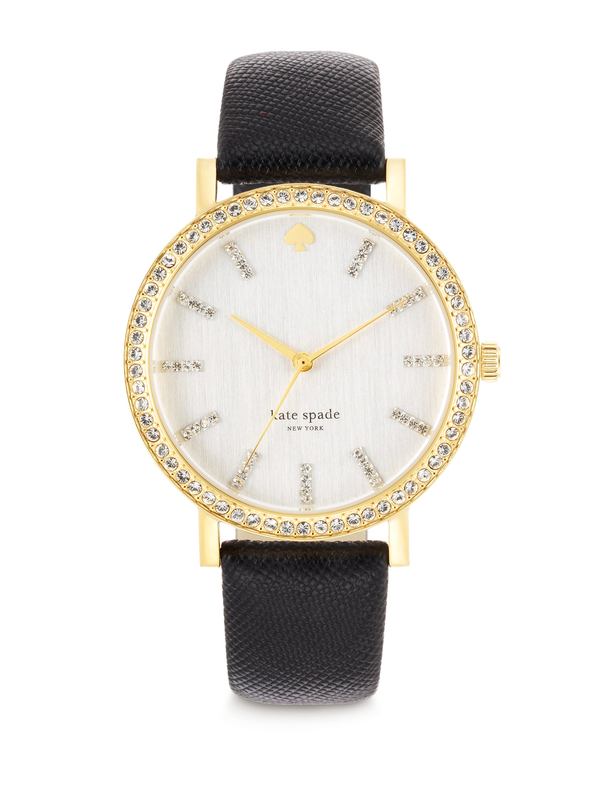 Kate Spade Metro Grand Pave Goldtone Stainless Steel & Saffiano Leather ...