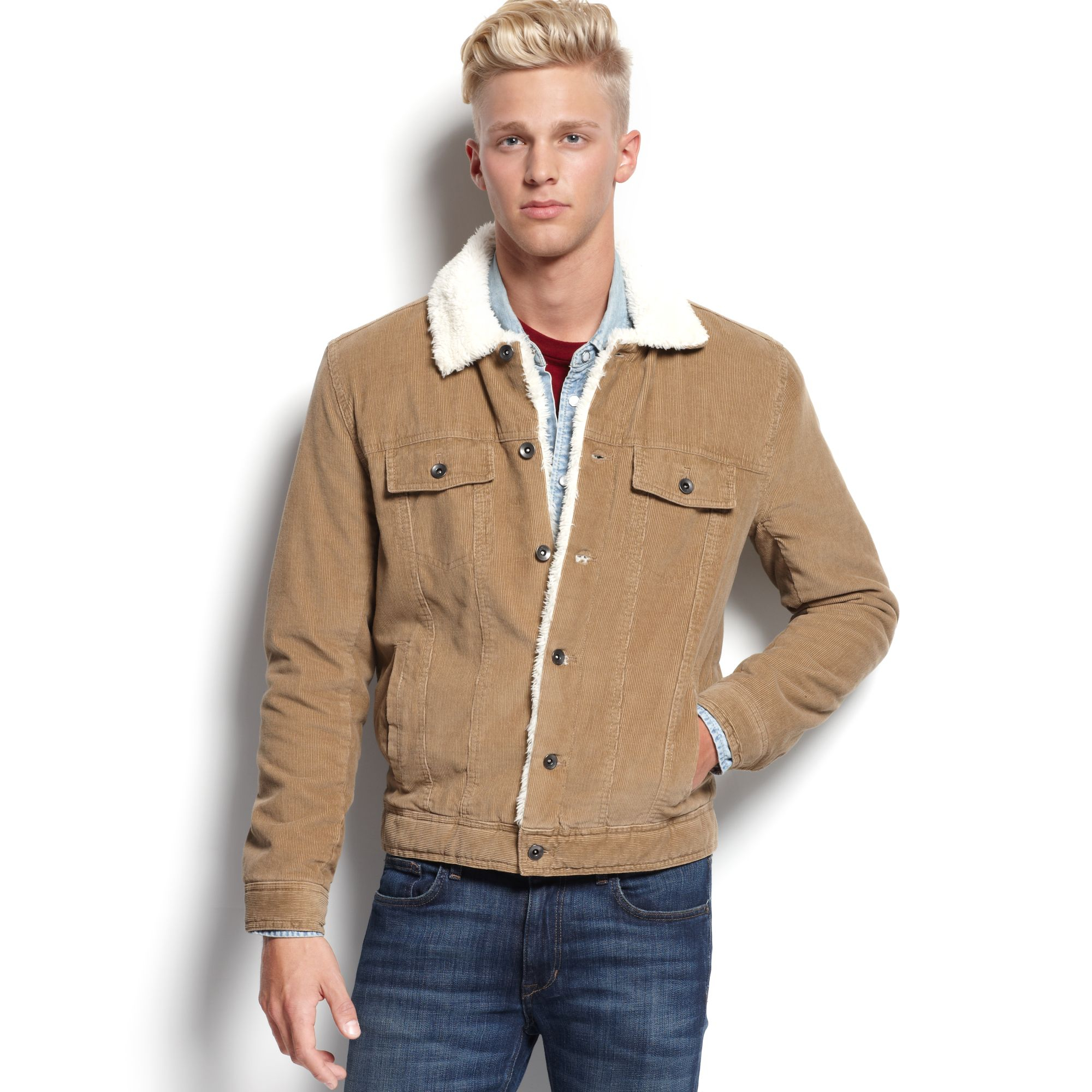 Lyst - American Rag Sherpa Lined Corduroy Jacket in Brown for Men