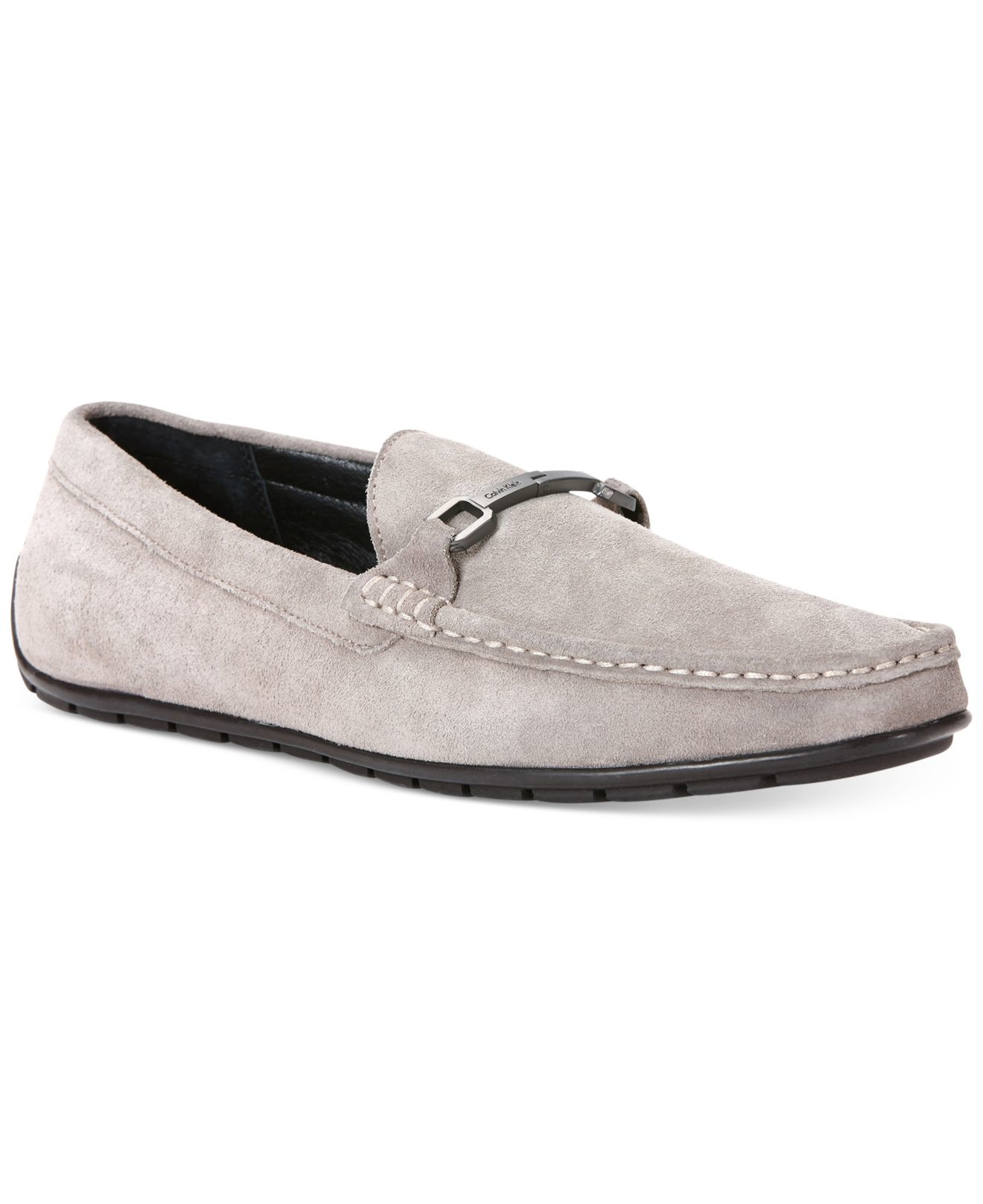 Lyst - Calvin Klein Isley Suede Loafers in Gray for Men