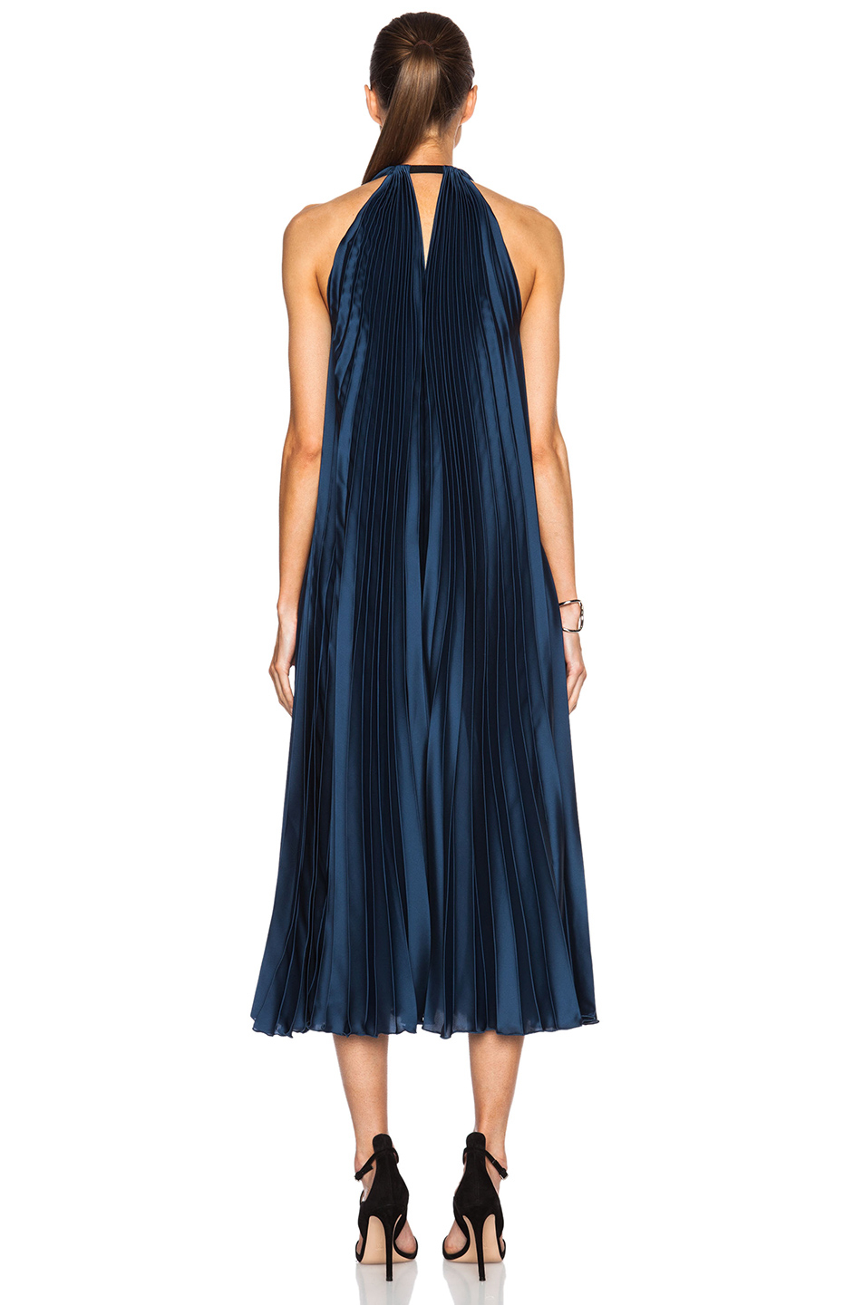 Lyst - Tome Satin Pleated Halter Dress in Blue