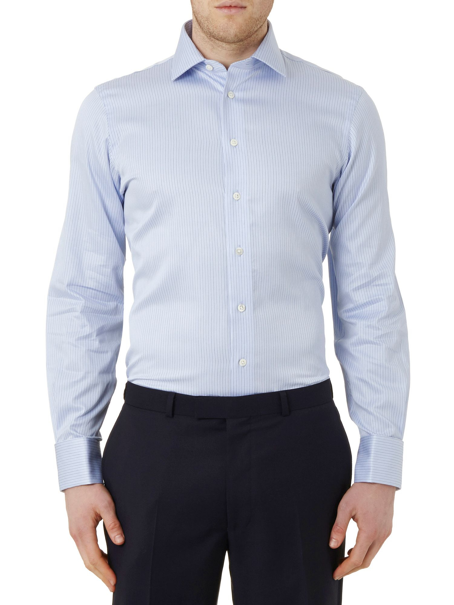 Austin reed Stripe Classic Fit Long Sleeve Shirt in Blue for Men | Lyst