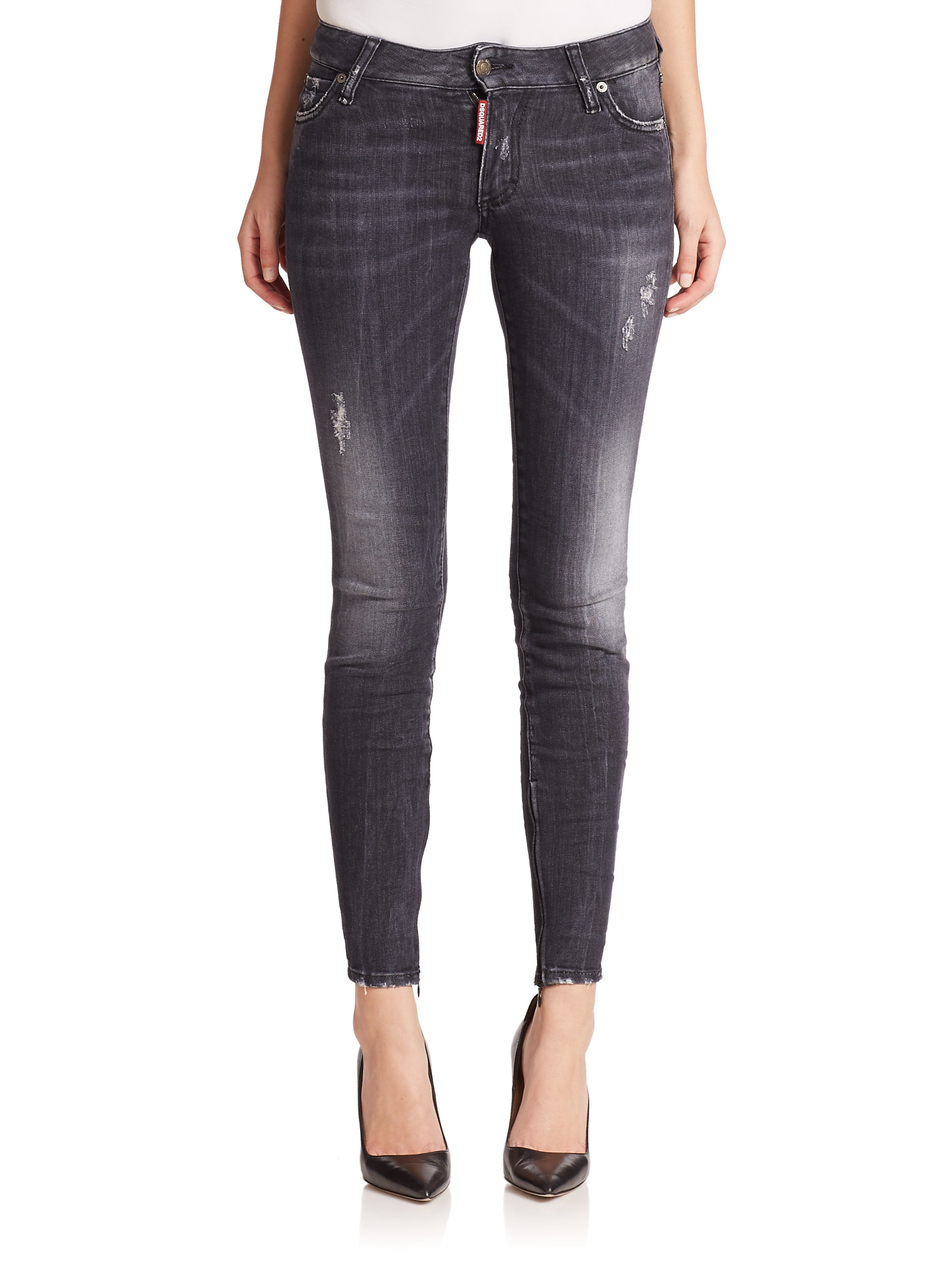 Dsquared2 Black Twiggy Distressed Skinny Jeans Product 2 924786522 Normal 