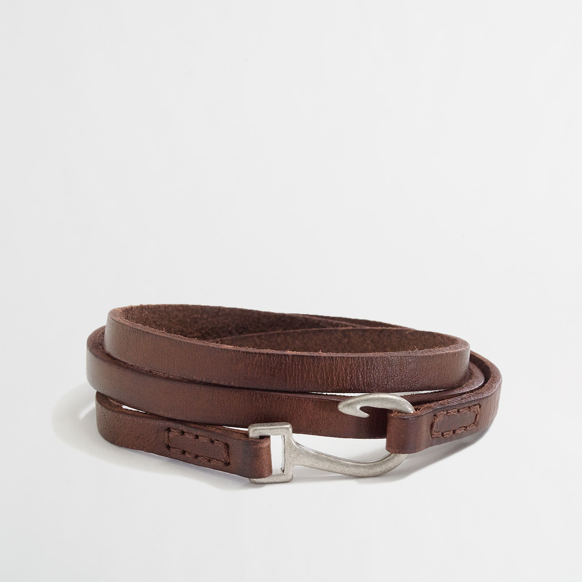 Lyst J Crew Factory Leather Hook Wrap Bracelet In Brown For Men Gallery